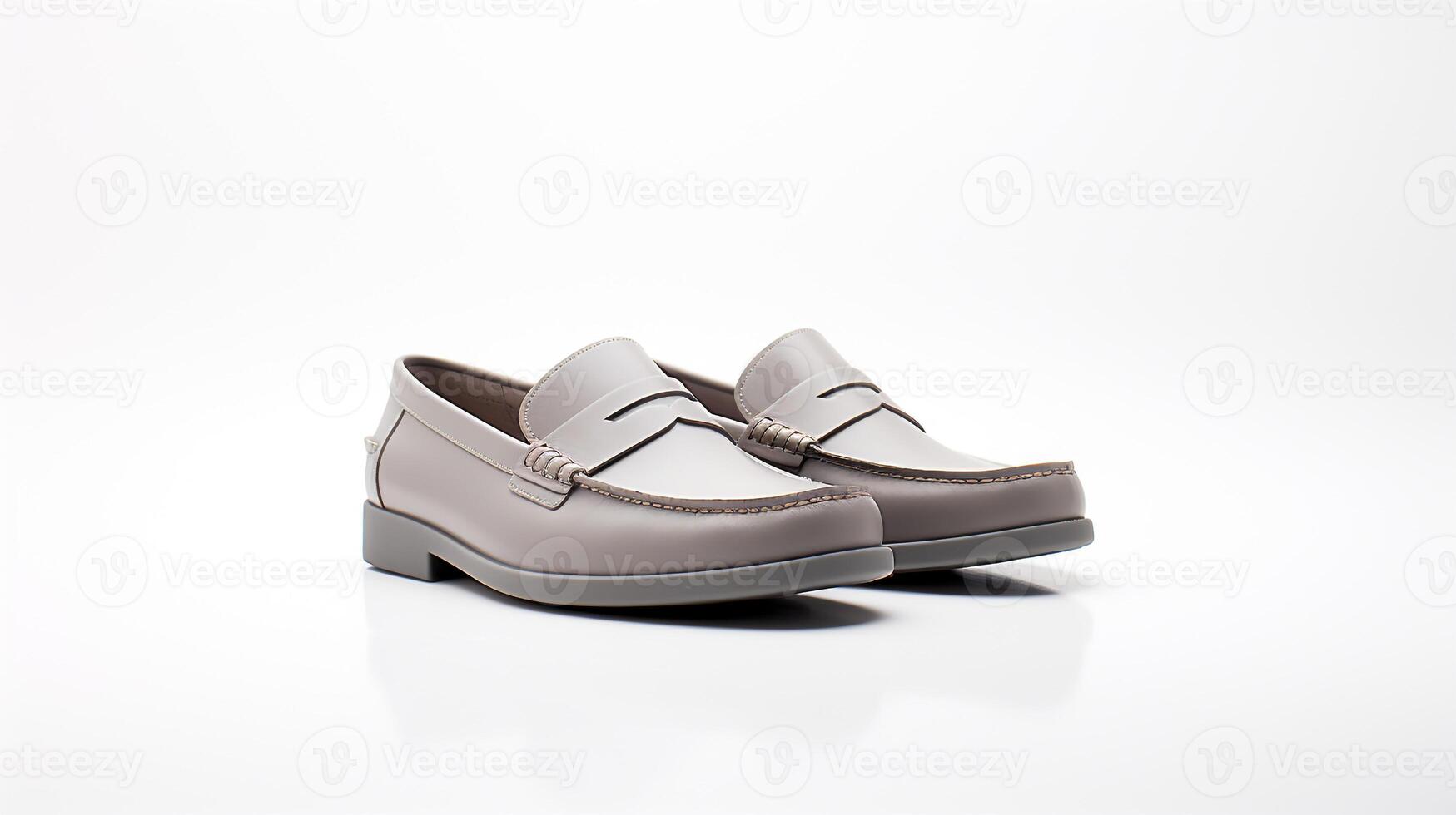AI generated Grey Loafers shoes isolated on white background with copy space for advertisement. Generative AI photo