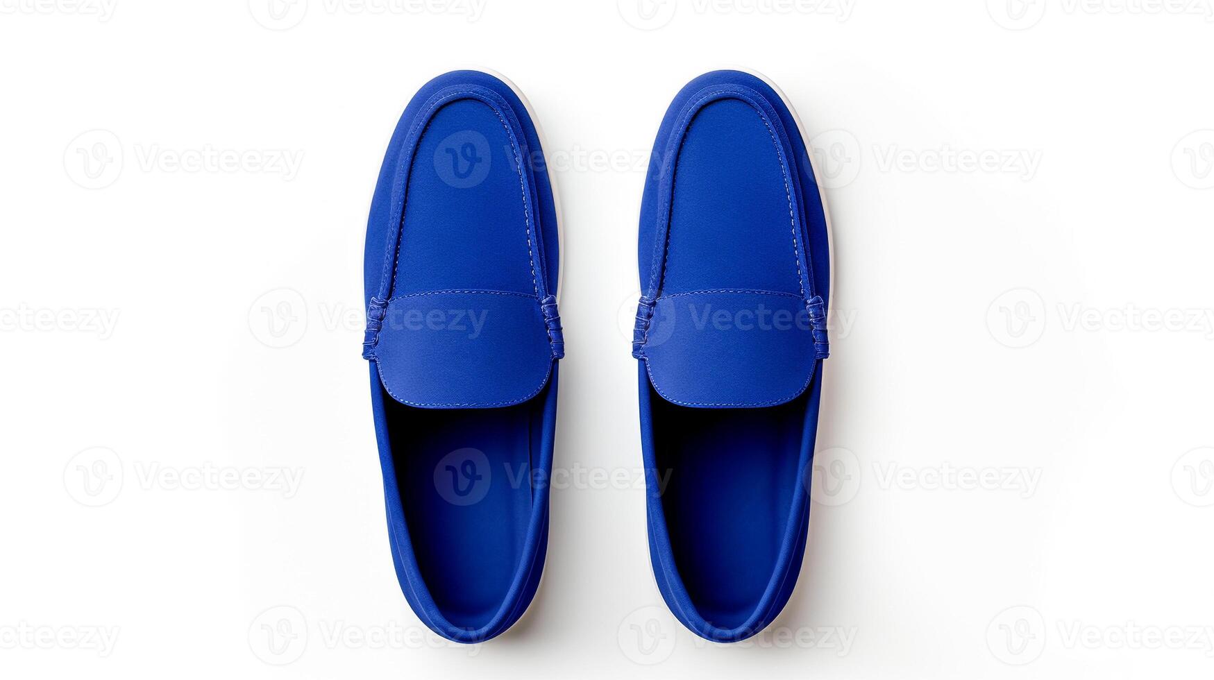 AI generated Indigo Loafers shoes isolated on white background with copy space for advertisement. Generative AI photo