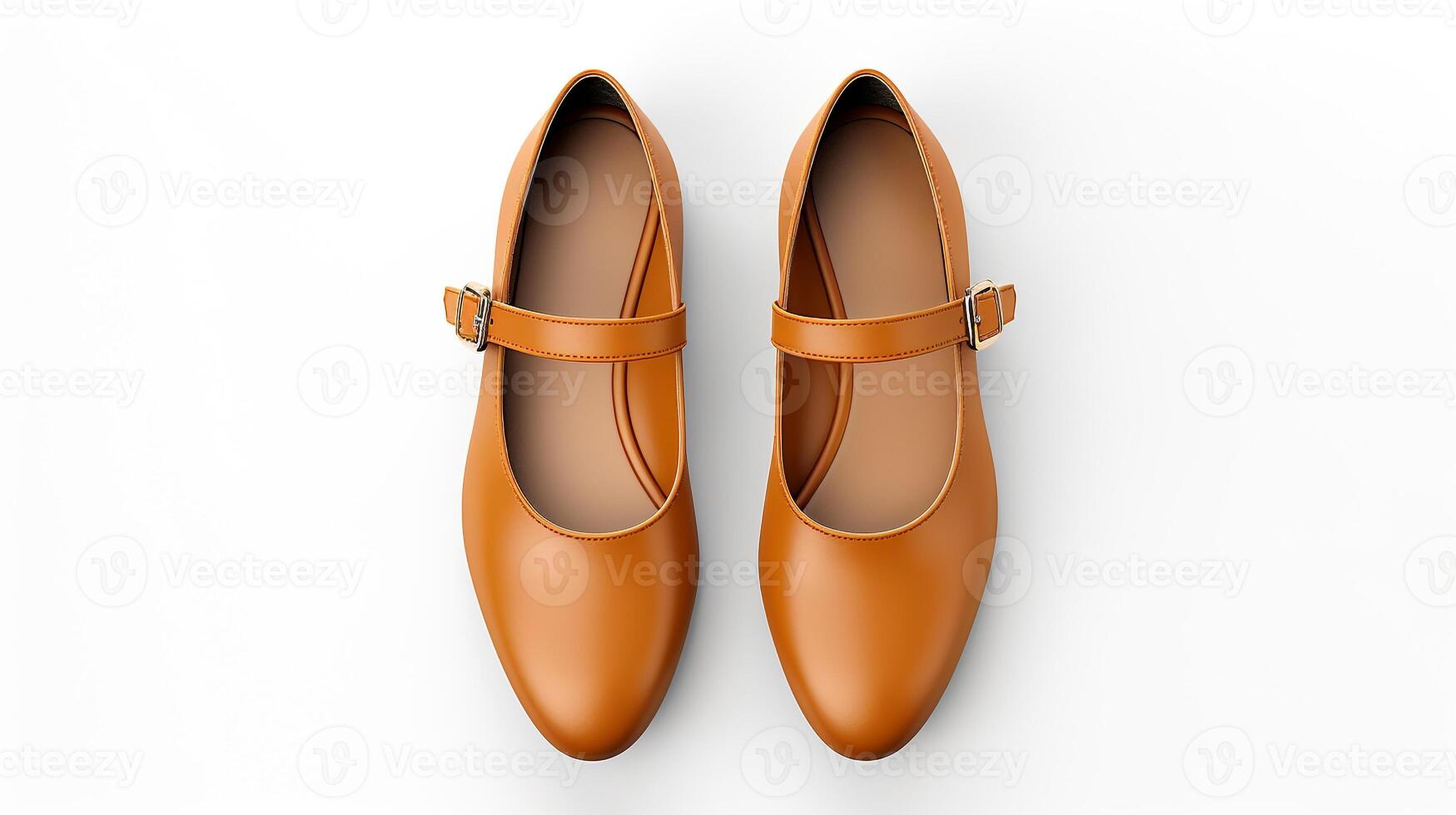 AI generated Amber Mary Janes shoes isolated on white background with copy space for advertisement. Generative AI photo