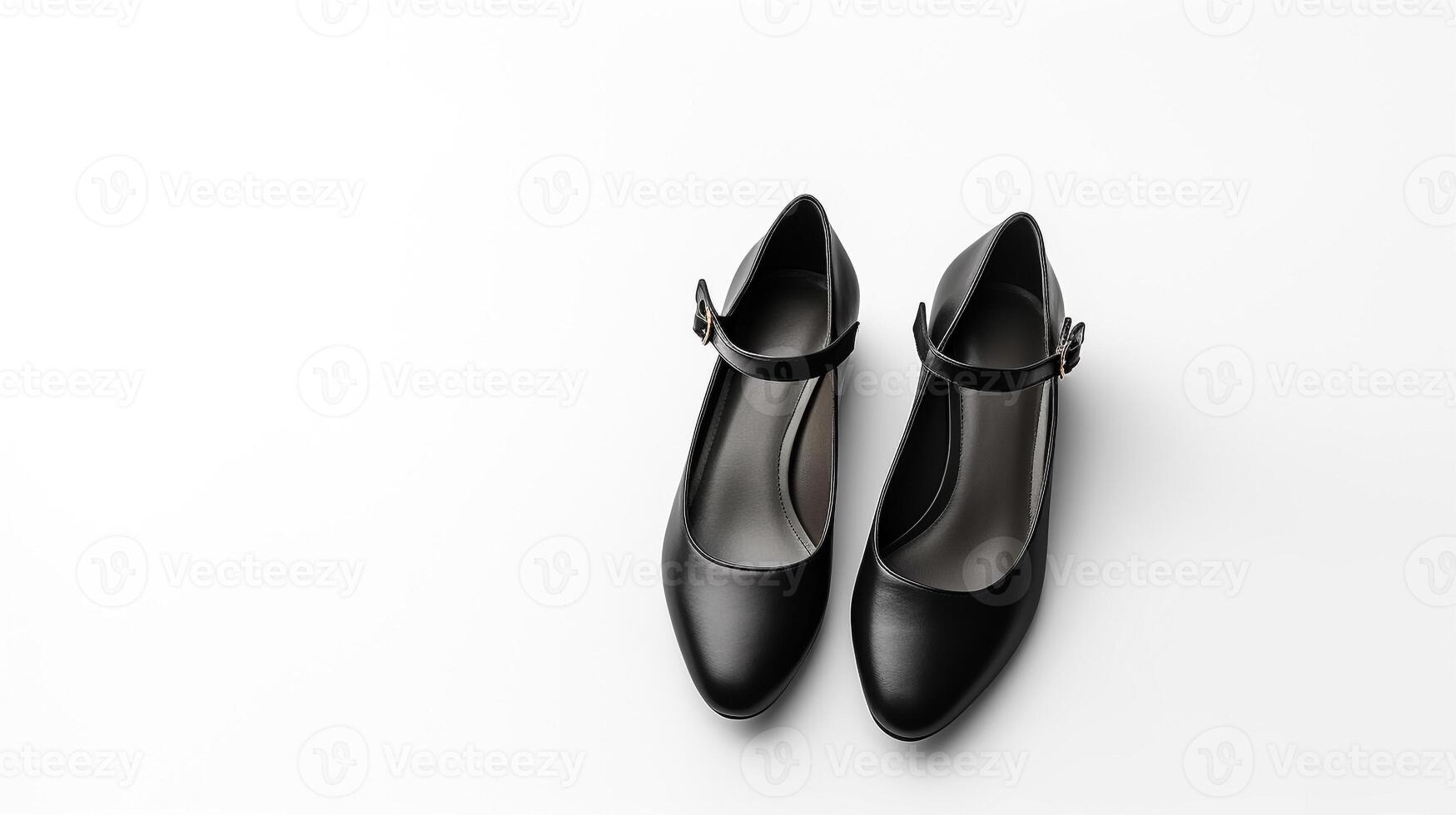 AI generated Black Mary Janes shoes isolated on white background with copy space for advertisement. Generative AI photo