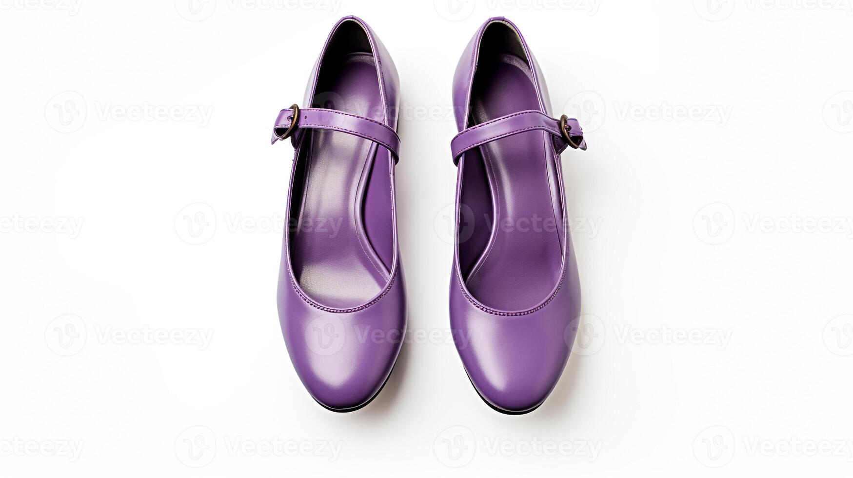 ai generado púrpura María jane Zapatos aislado en blanco antecedentes con Copiar espacio para anuncio publicitario. generativo ai foto