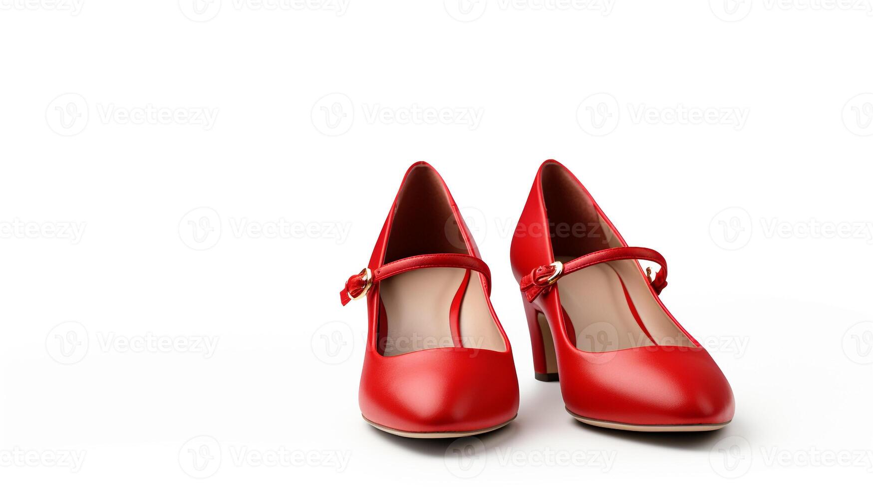 ai generado rojo María jane Zapatos aislado en blanco antecedentes con Copiar espacio para anuncio publicitario. generativo ai foto