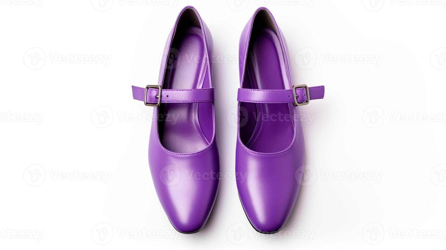 AI generated Violet Mary Janes shoes isolated on white background with copy space for advertisement. Generative AI photo