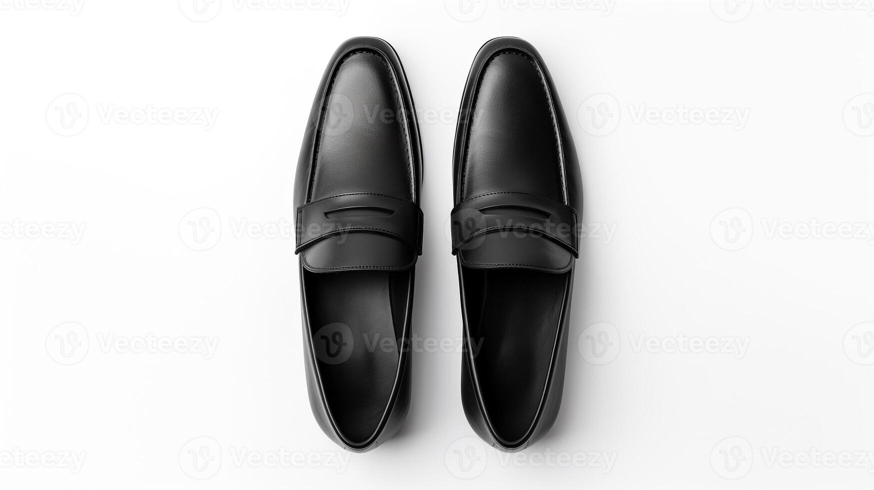 AI generated Black Moccasins shoes isolated on white background with copy space for advertisement. Generative AI photo