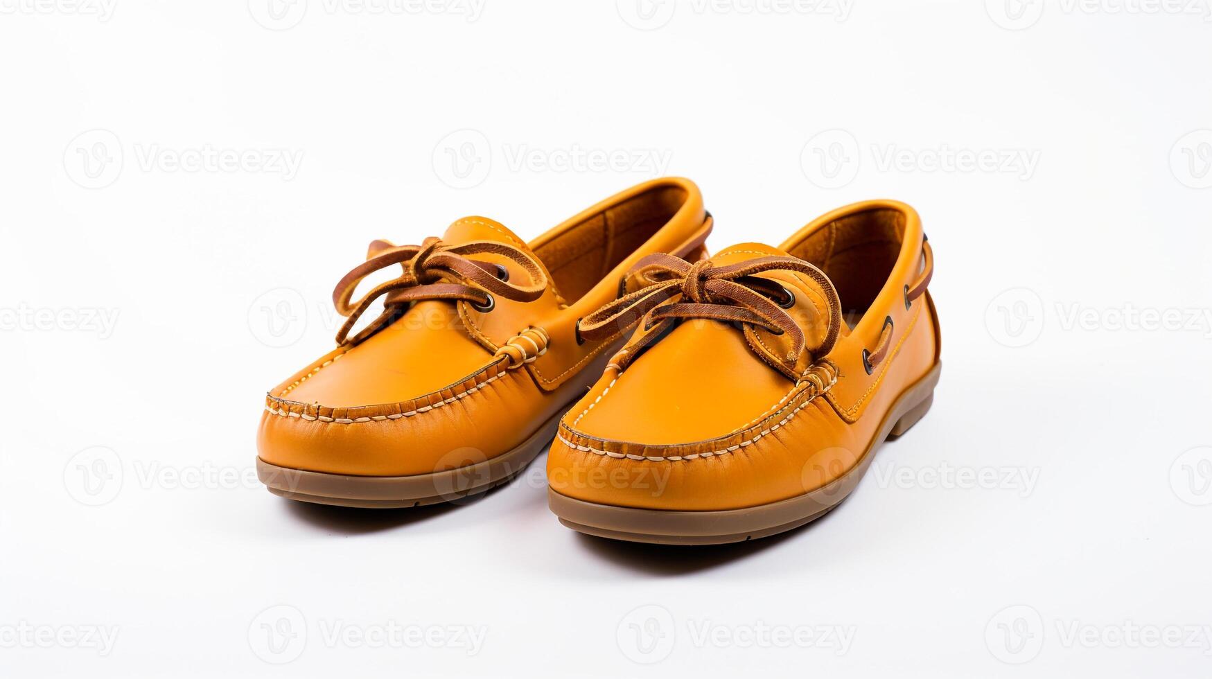 AI generated Amber Moccasins shoes isolated on white background with copy space for advertisement. Generative AI photo