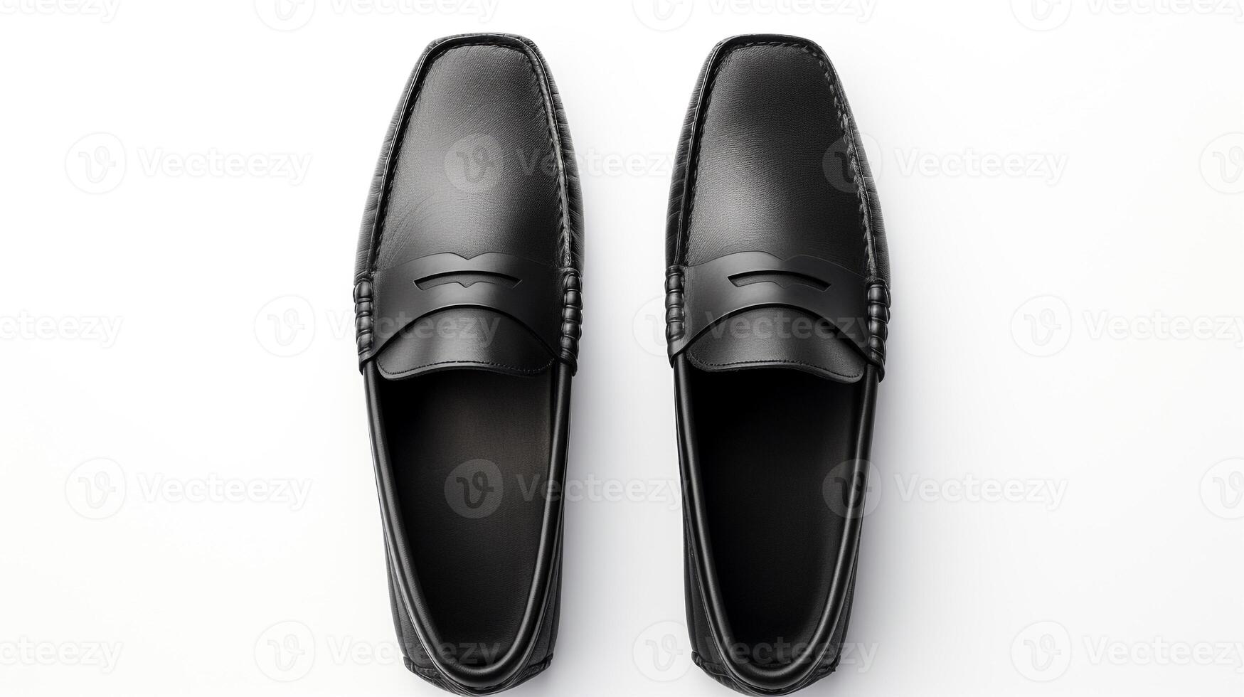 AI generated Black Moccasins shoes isolated on white background with copy space for advertisement. Generative AI photo