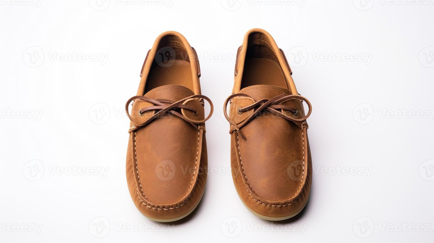 AI generated Brown Moccasins shoes isolated on white background with copy space for advertisement. Generative AI photo