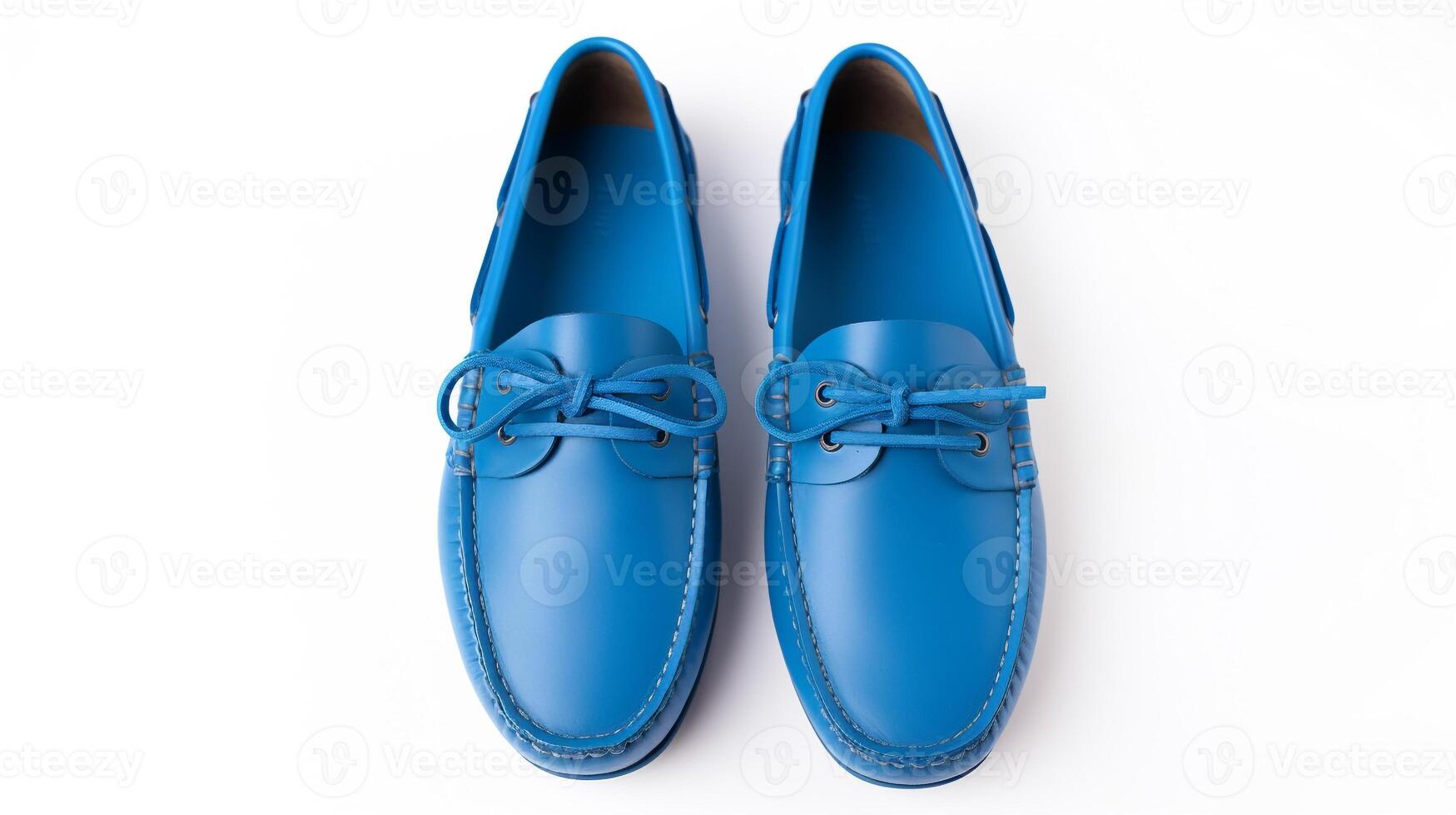 AI generated Blue Moccasins shoes isolated on white background with copy space for advertisement. Generative AI photo