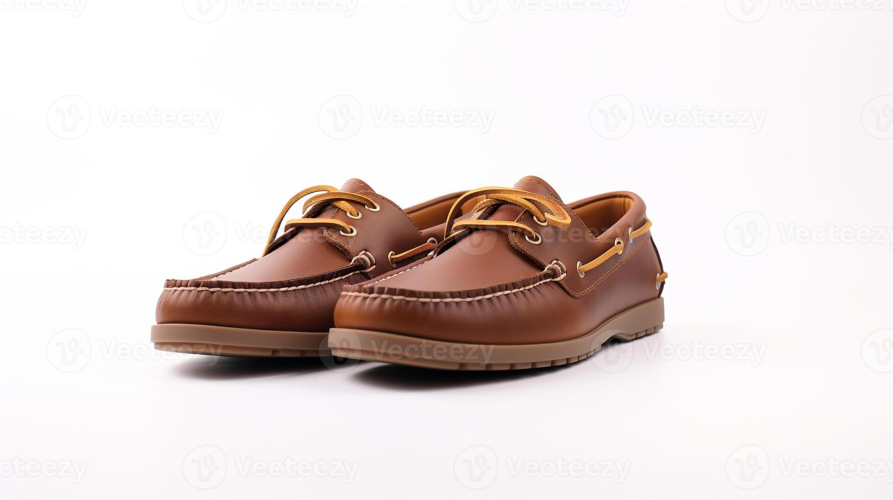 AI generated Brown Moccasins shoes isolated on white background with copy space for advertisement. Generative AI photo