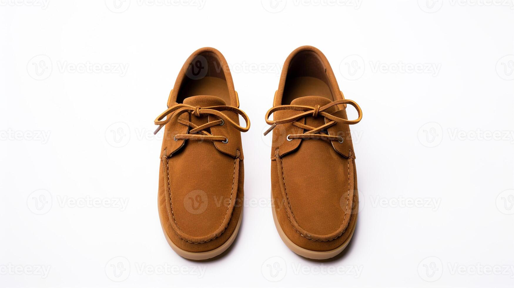 AI generated Brown Moccasins shoes isolated on white background with copy space for advertisement. Generative AI photo