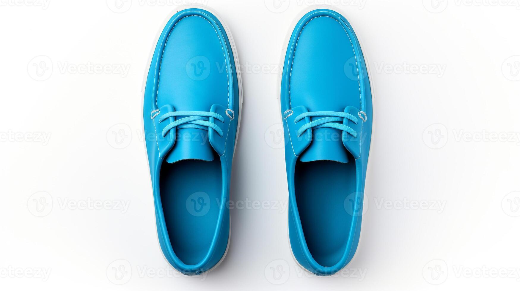 AI generated Blue Moccasins shoes isolated on white background with copy space for advertisement. Generative AI photo