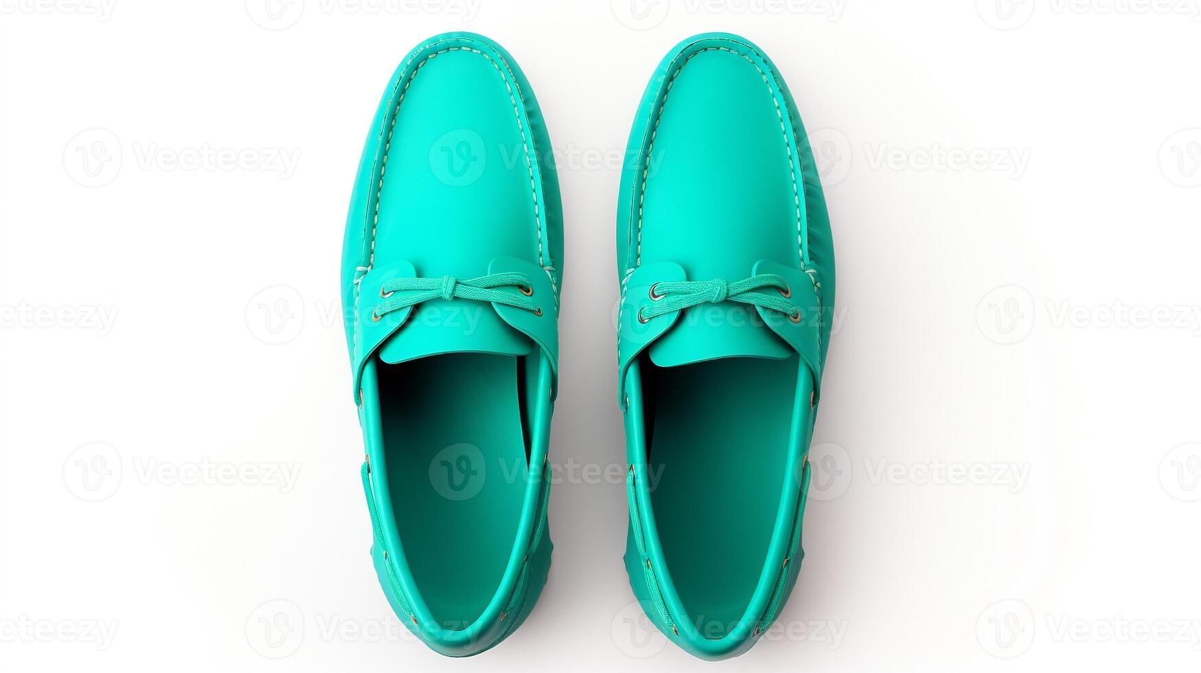 AI generated Cyan Moccasins shoes isolated on white background with copy space for advertisement. Generative AI photo