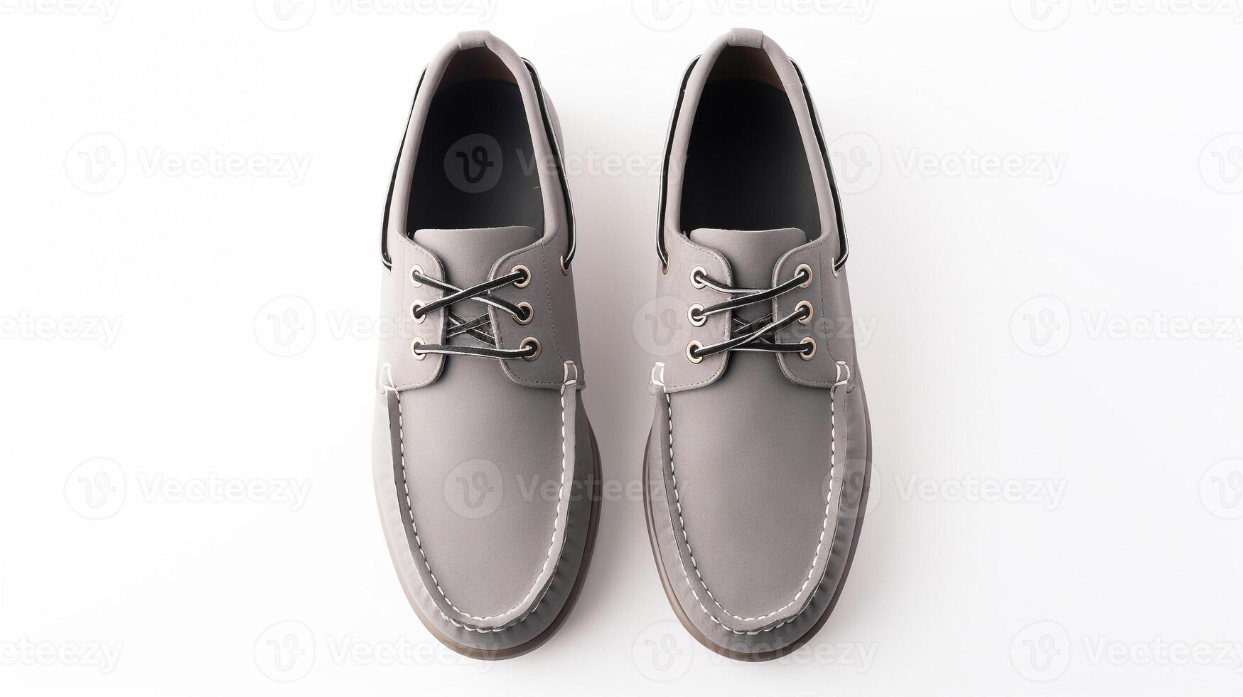 AI generated Grey Moccasins shoes isolated on white background with copy space for advertisement. Generative AI photo