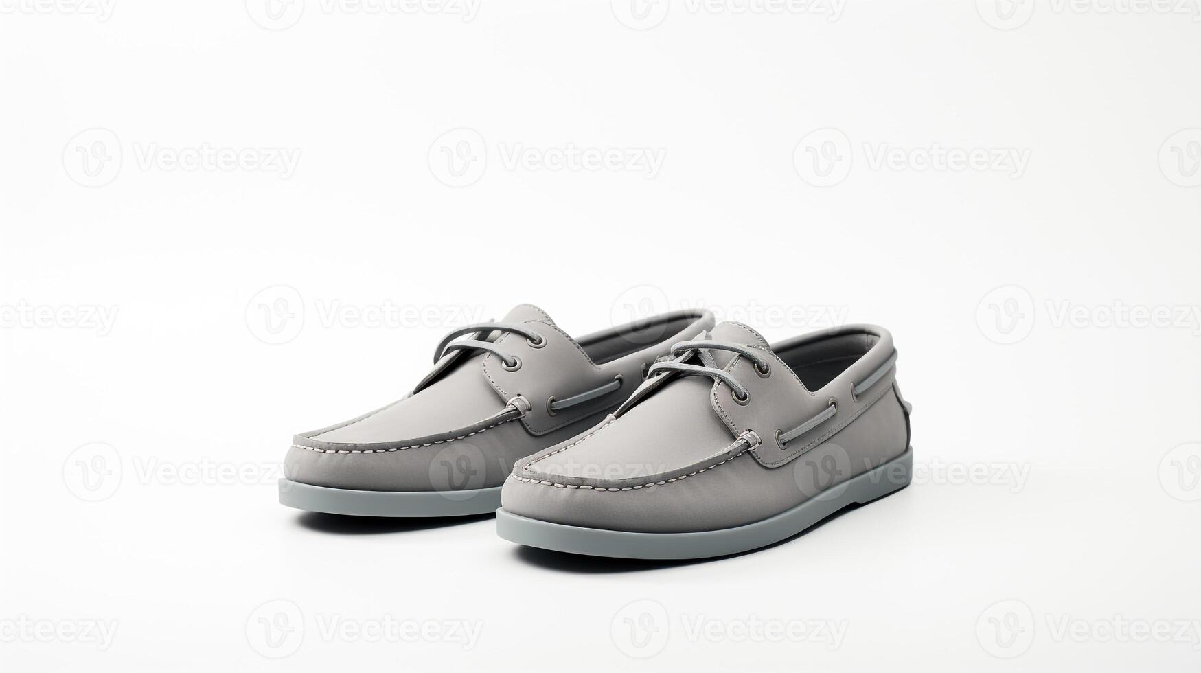 AI generated Grey Moccasins shoes isolated on white background with copy space for advertisement. Generative AI photo