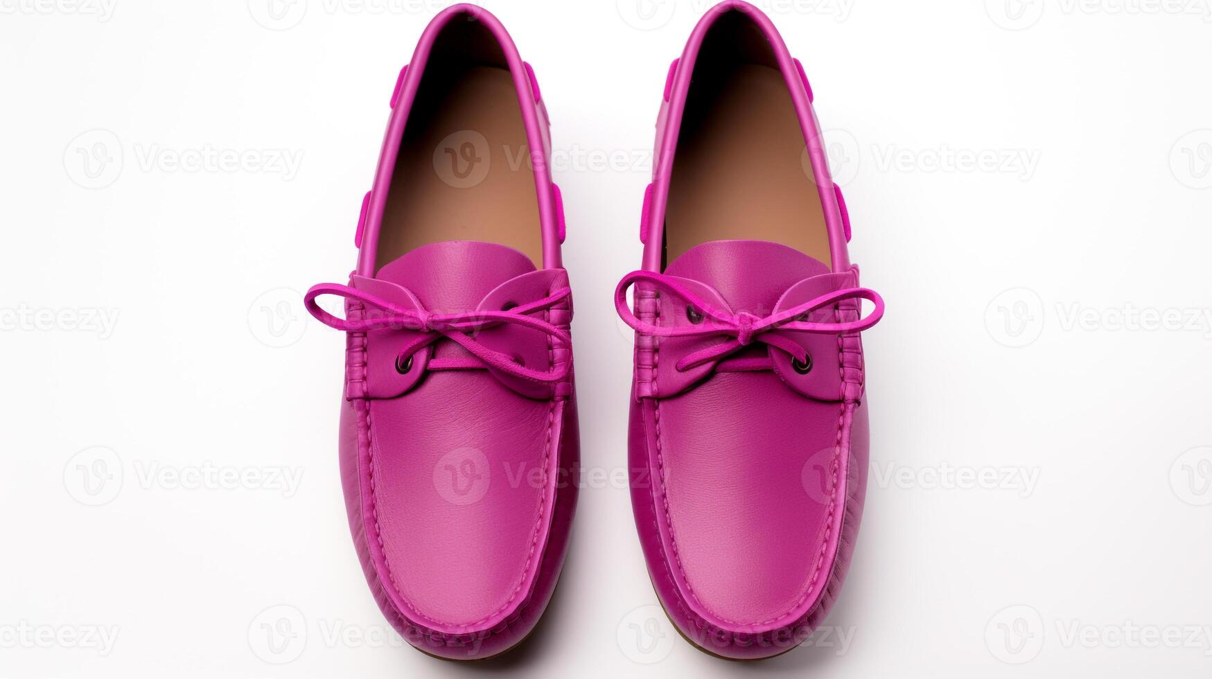 AI generated Magenta Moccasins shoes isolated on white background with copy space for advertisement. Generative AI photo