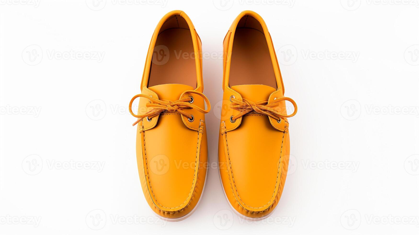 AI generated Orange Moccasins shoes isolated on white background with copy space for advertisement. Generative AI photo