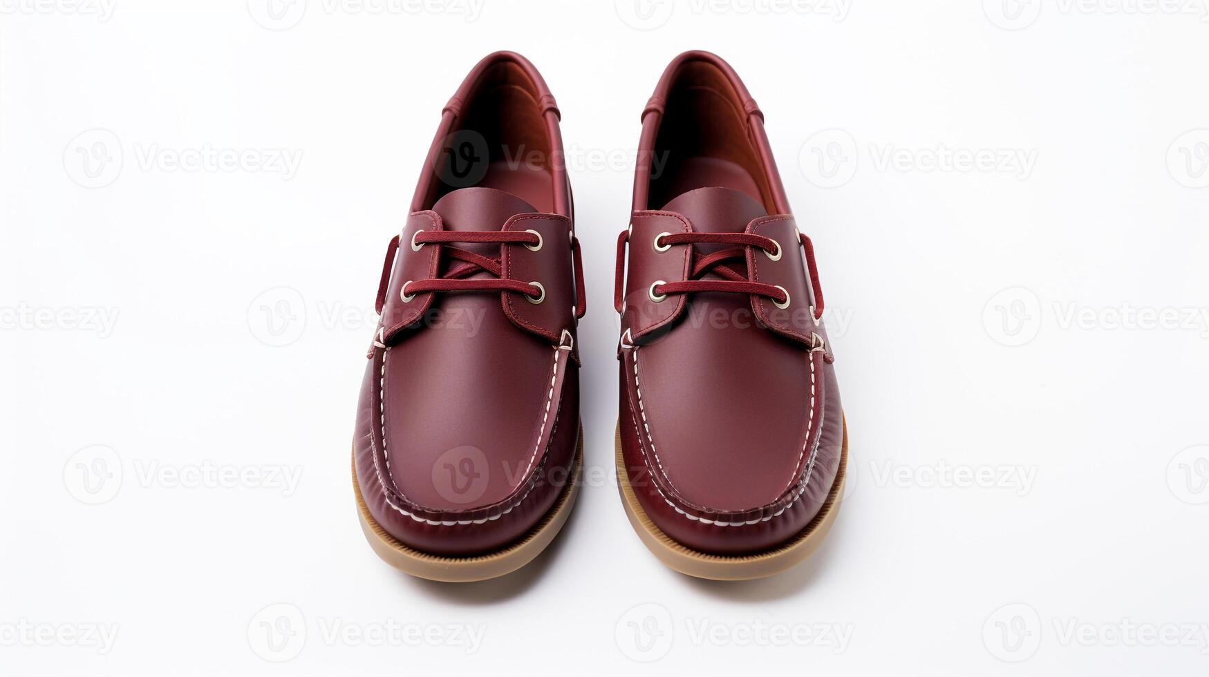 AI generated Maroon Moccasins shoes isolated on white background with copy space for advertisement. Generative AI photo