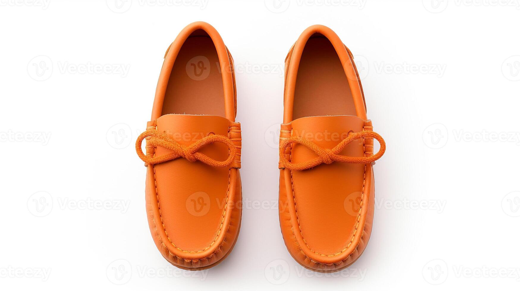 AI generated Orange Moccasins shoes isolated on white background with copy space for advertisement. Generative AI photo