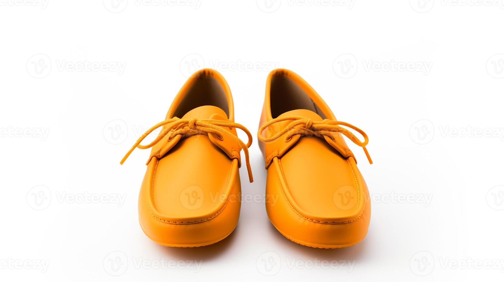 AI generated Orange Moccasins shoes isolated on white background with copy space for advertisement. Generative AI photo