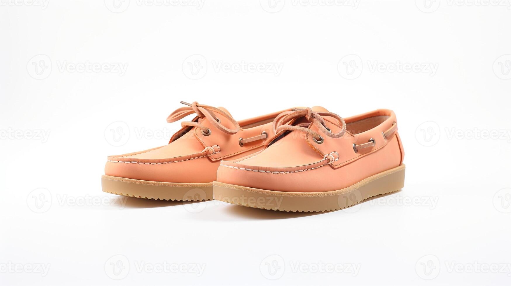 AI generated Peach Moccasins shoes isolated on white background with copy space for advertisement. Generative AI photo