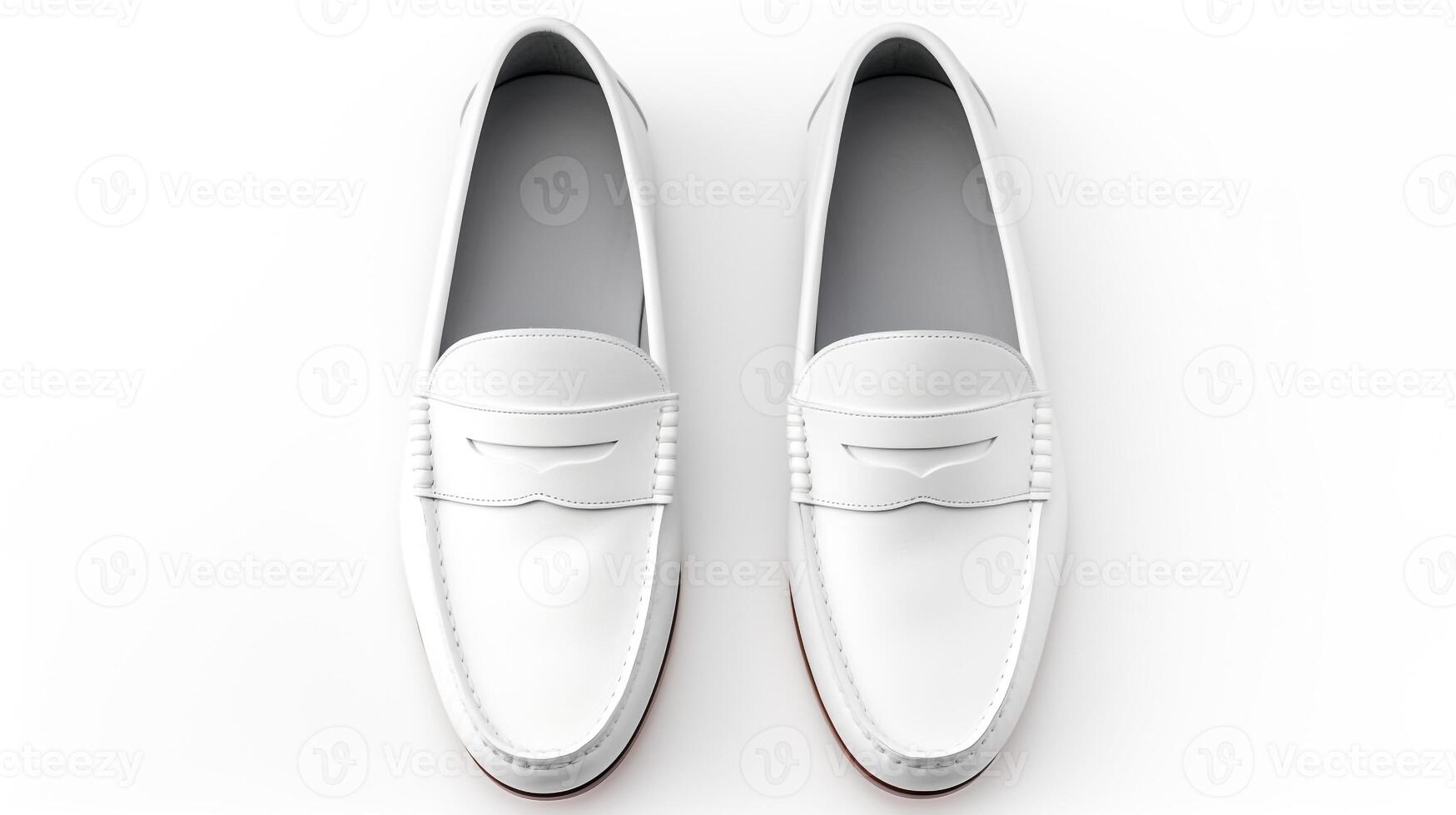 AI generated White Moccasins shoes isolated on white background with copy space for advertisement. Generative AI photo