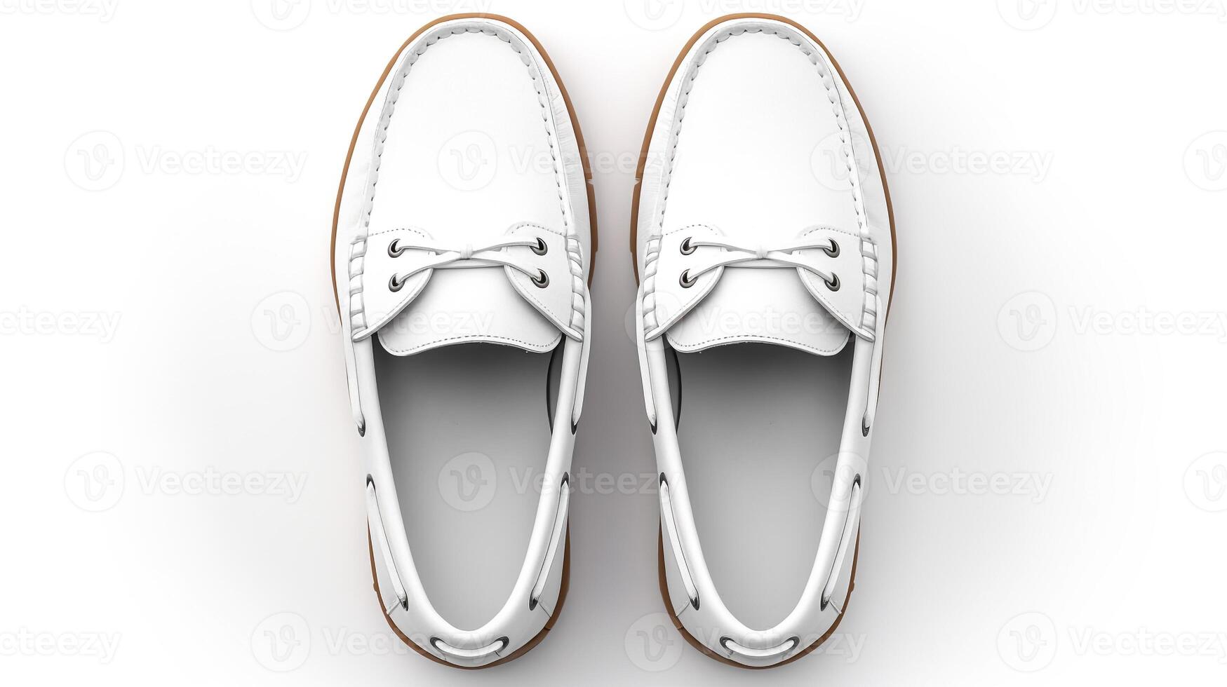 AI generated White Moccasins shoes isolated on white background with copy space for advertisement. Generative AI photo