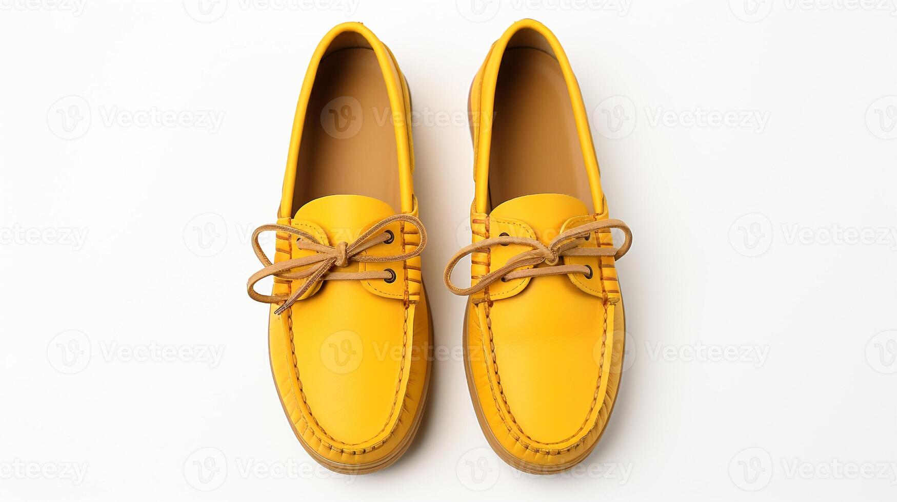 AI generated Yellow Moccasins shoes isolated on white background with copy space for advertisement. Generative AI photo