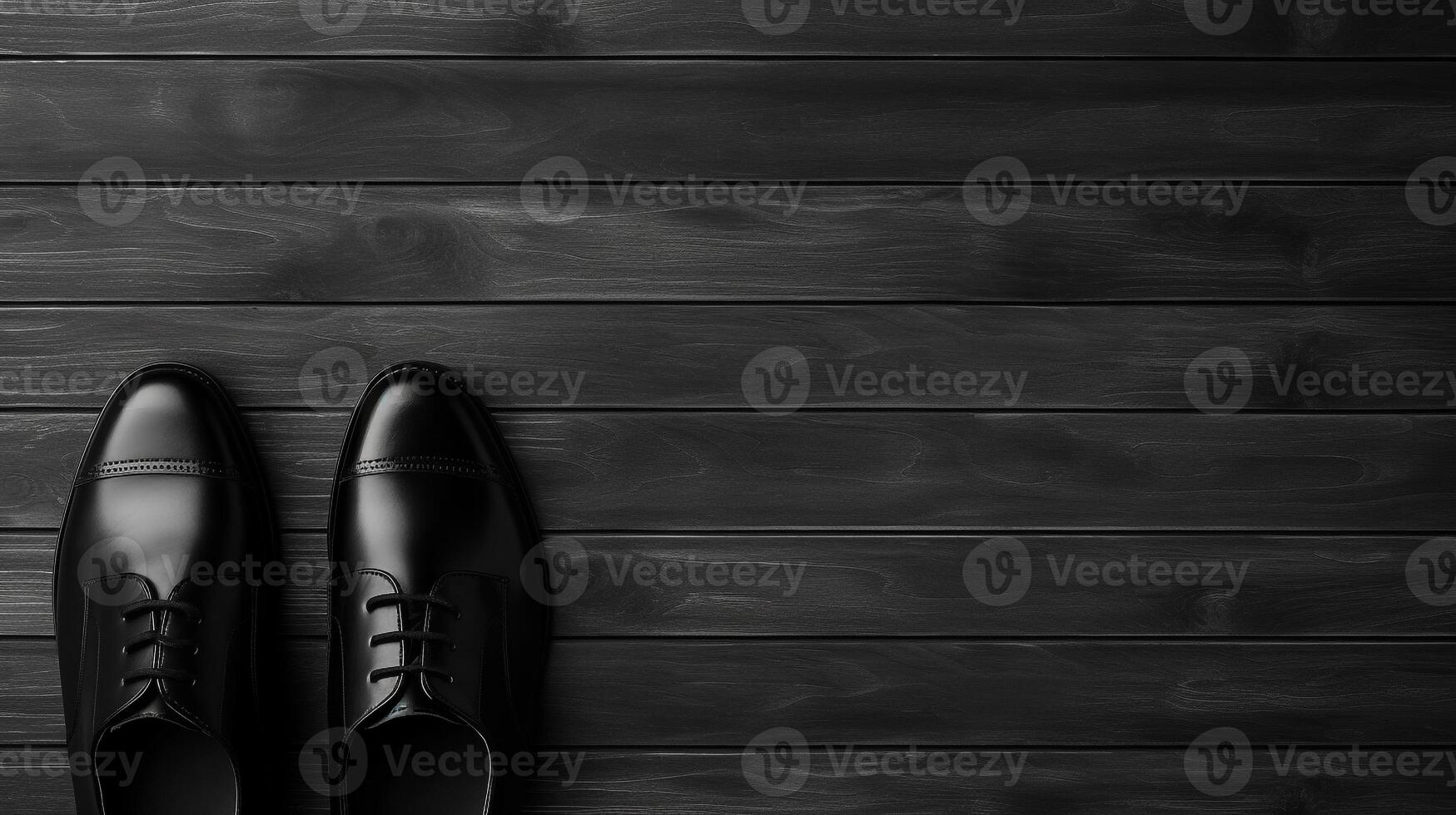 AI generated Black Oxfords shoes isolated on white background with copy space for advertisement. Generative AI photo