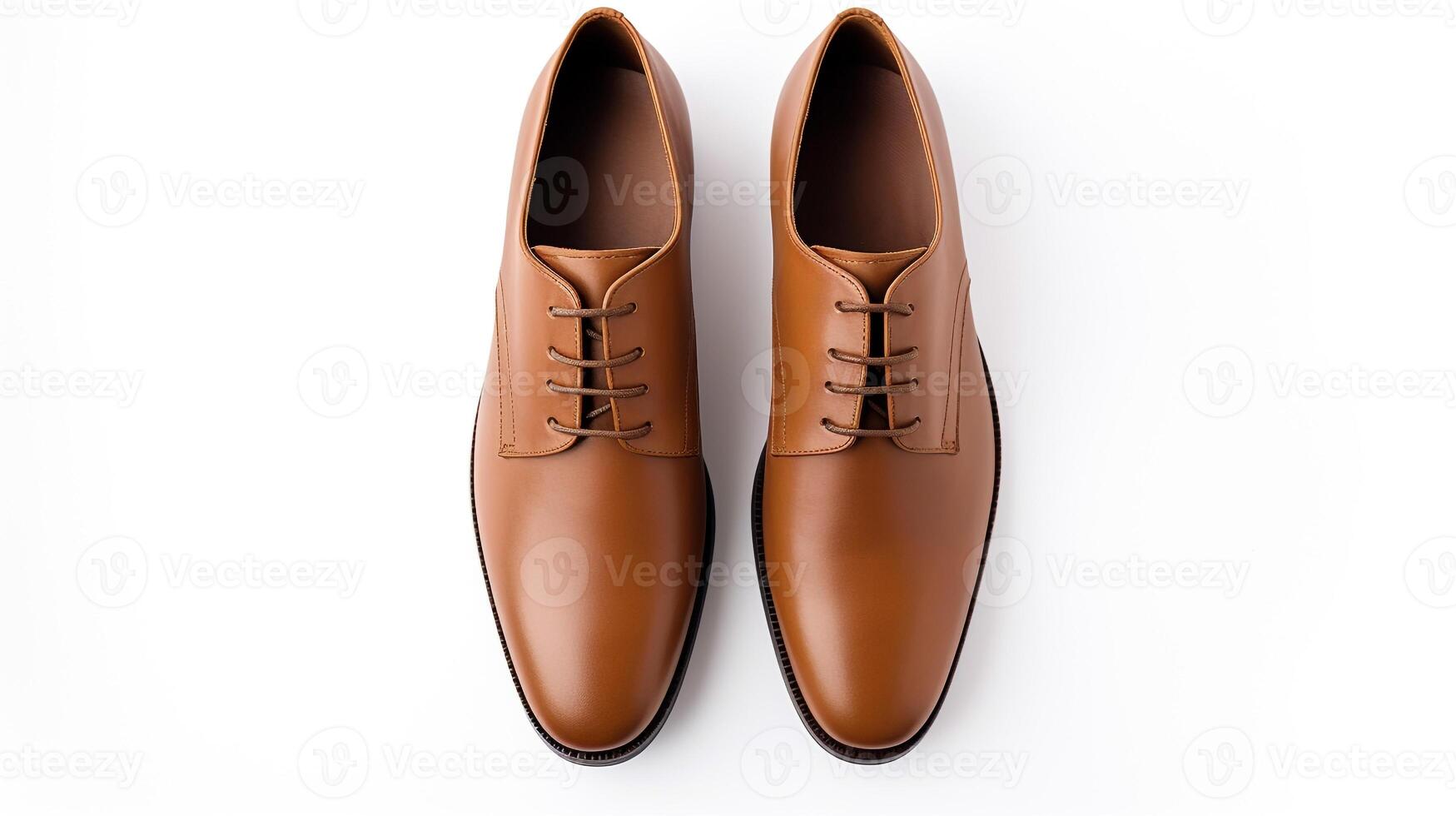 AI generated Brown Oxfords shoes isolated on white background with copy space for advertisement. Generative AI photo