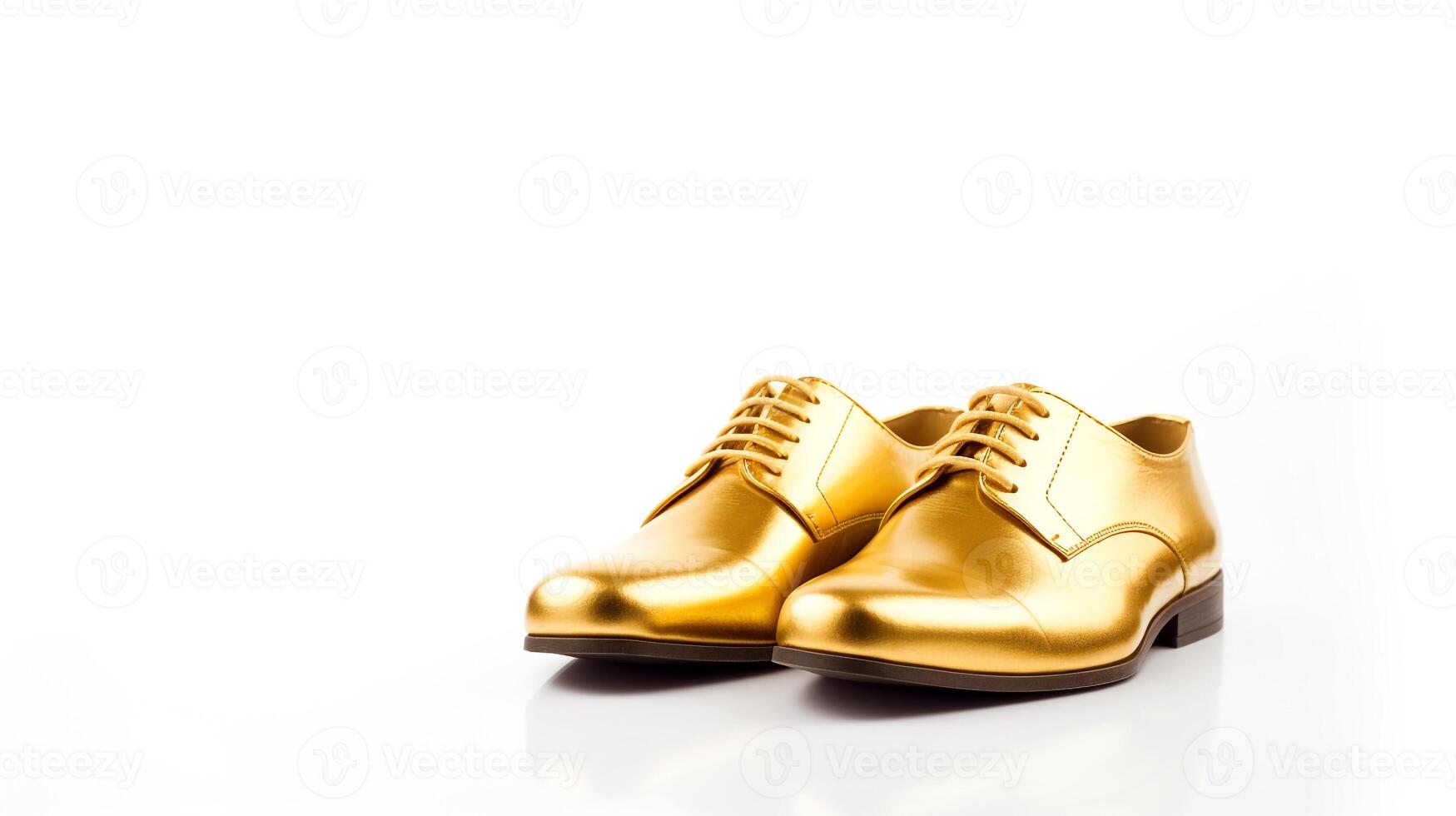 AI generated Gold Oxfords shoes isolated on white background with copy space for advertisement. Generative AI photo