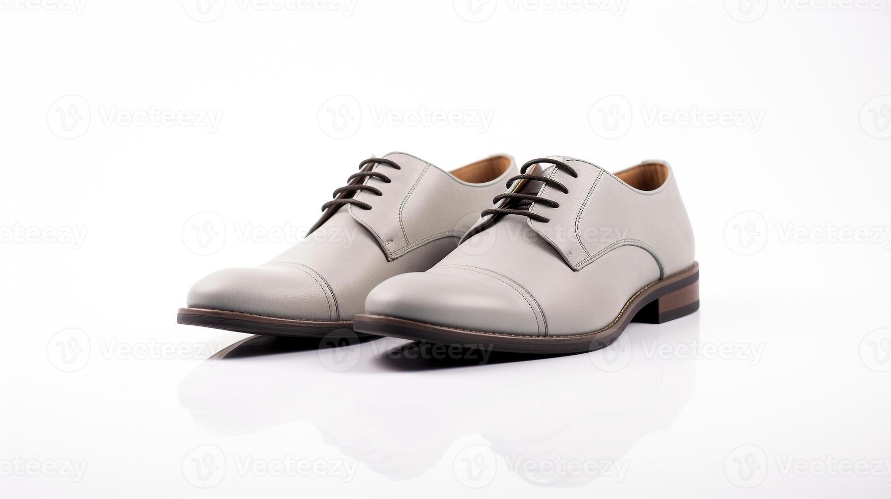 AI generated Grey Oxfords shoes isolated on white background with copy space for advertisement. Generative AI photo