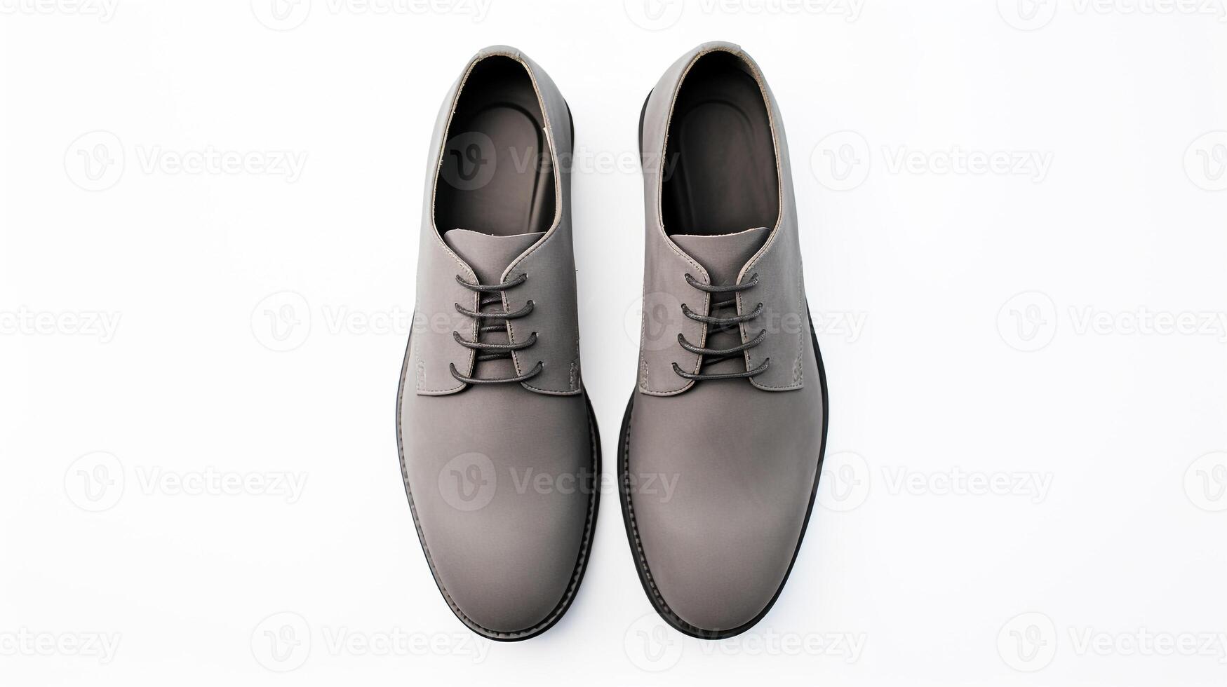 AI generated Grey Oxfords shoes isolated on white background with copy space for advertisement. Generative AI photo