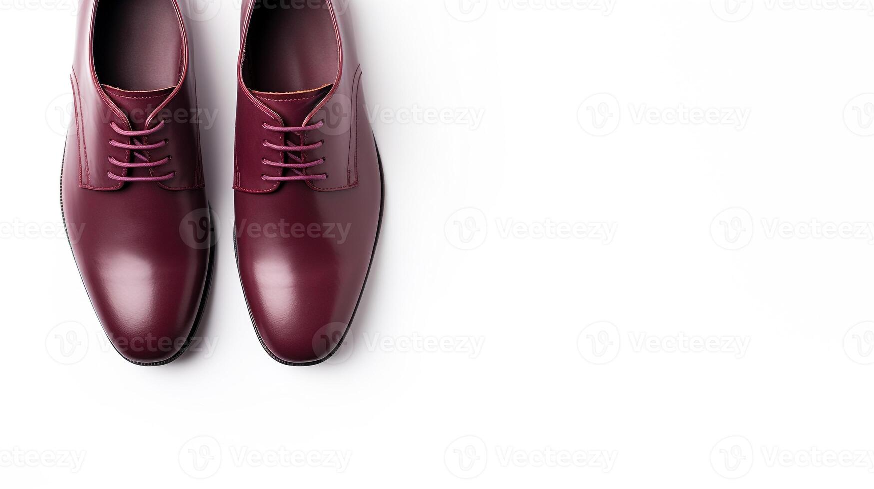 AI generated Maroon Oxfords shoes isolated on white background with copy space for advertisement. Generative AI photo