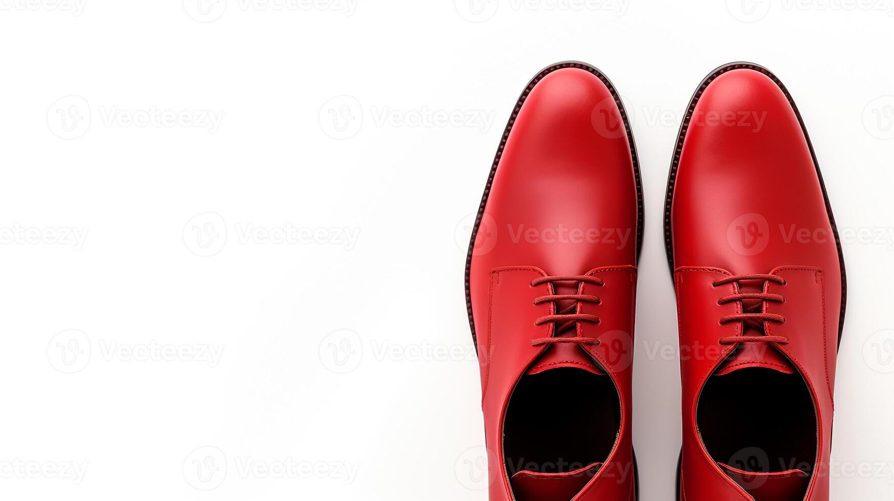 AI generated Red Oxfords shoes isolated on white background with copy space for advertisement. Generative AI photo