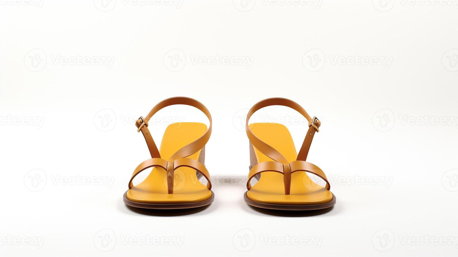 AI generated Amber Sandals shoes isolated on white background with copy space for advertisement. Generative AI photo