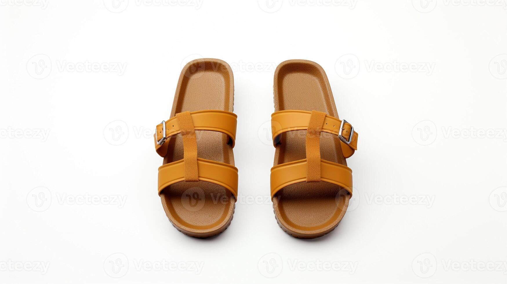 AI generated Amber Sandals shoes isolated on white background with copy space for advertisement. Generative AI photo