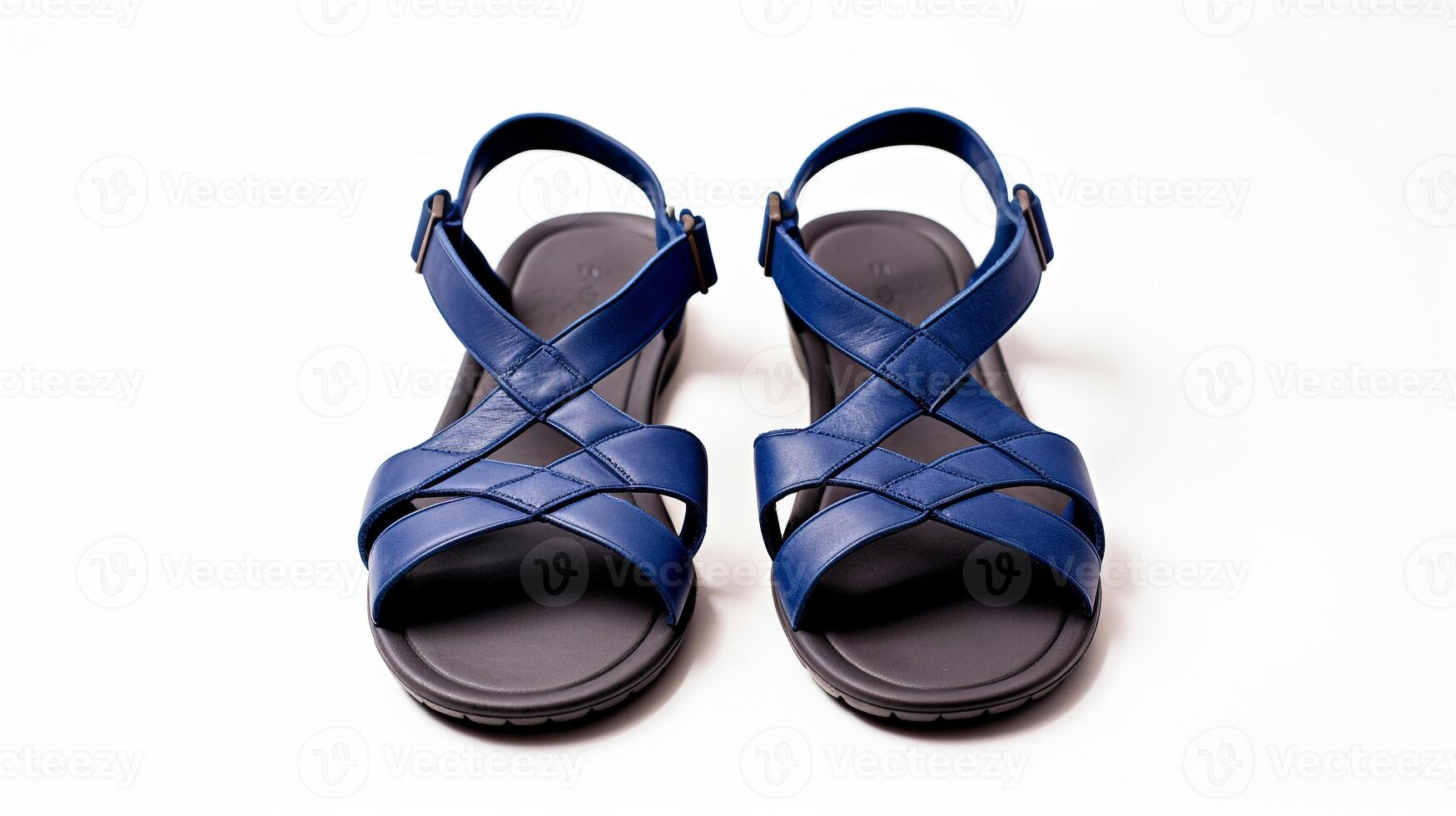 AI generated Indigo Sandals shoes isolated on white background with copy space for advertisement. Generative AI photo