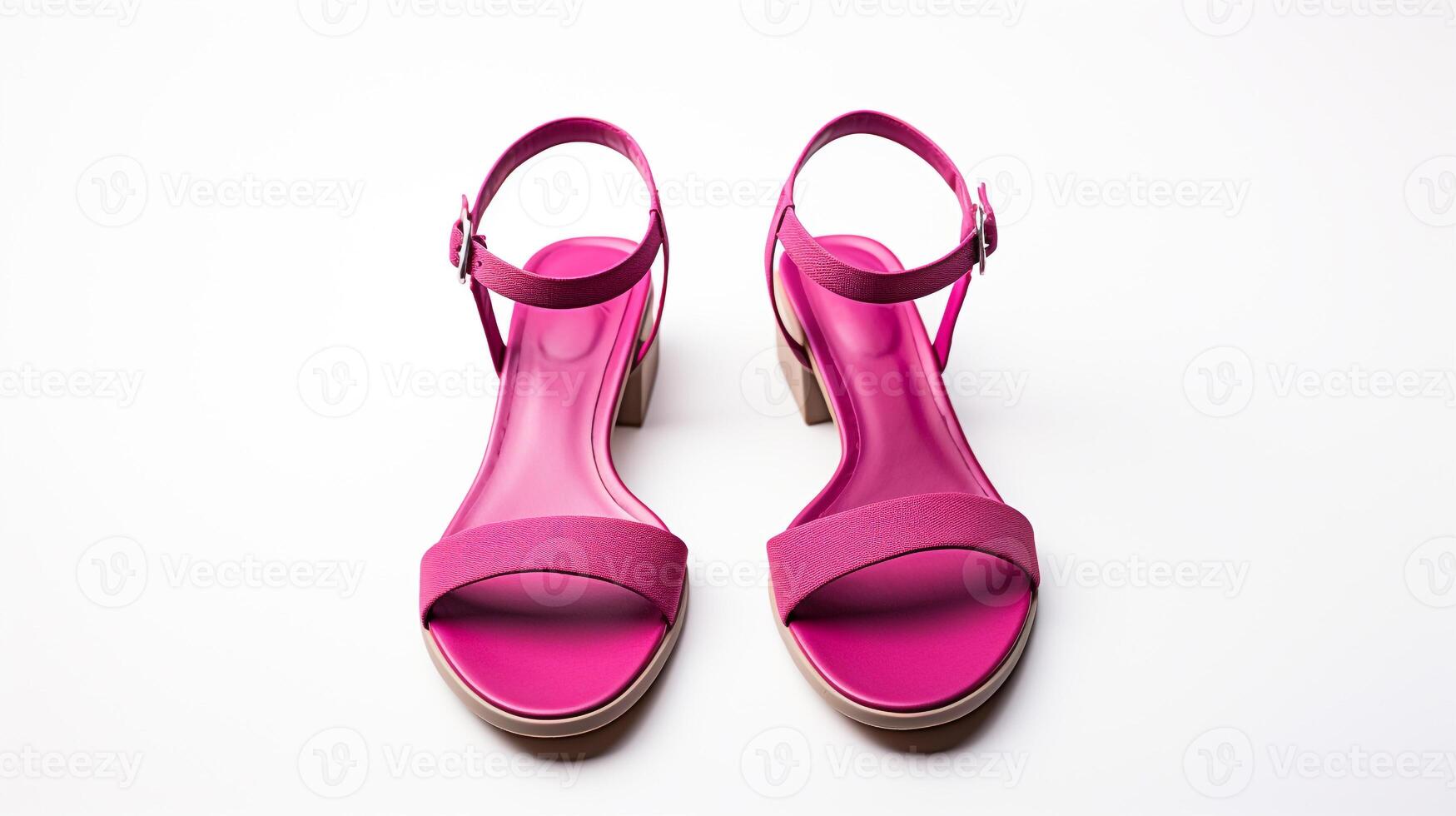 AI generated Magenta Sandals shoes isolated on white background with copy space for advertisement. Generative AI photo