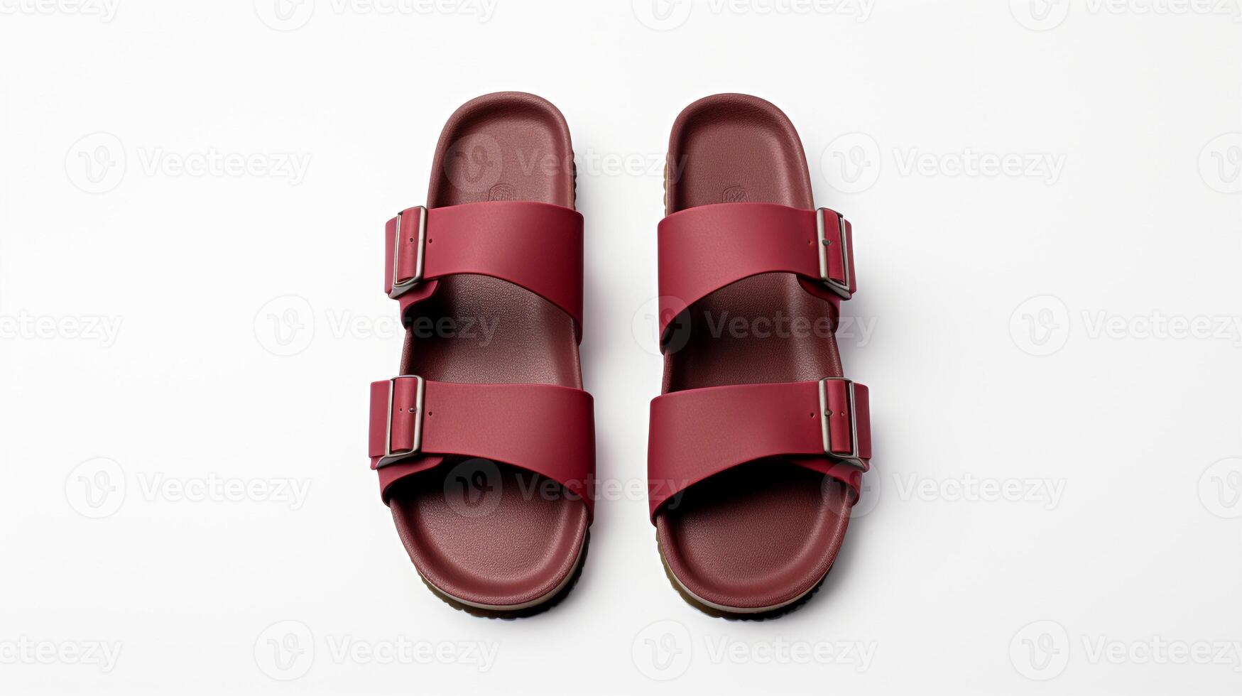 AI generated Maroon Sandals shoes isolated on white background with copy space for advertisement. Generative AI photo
