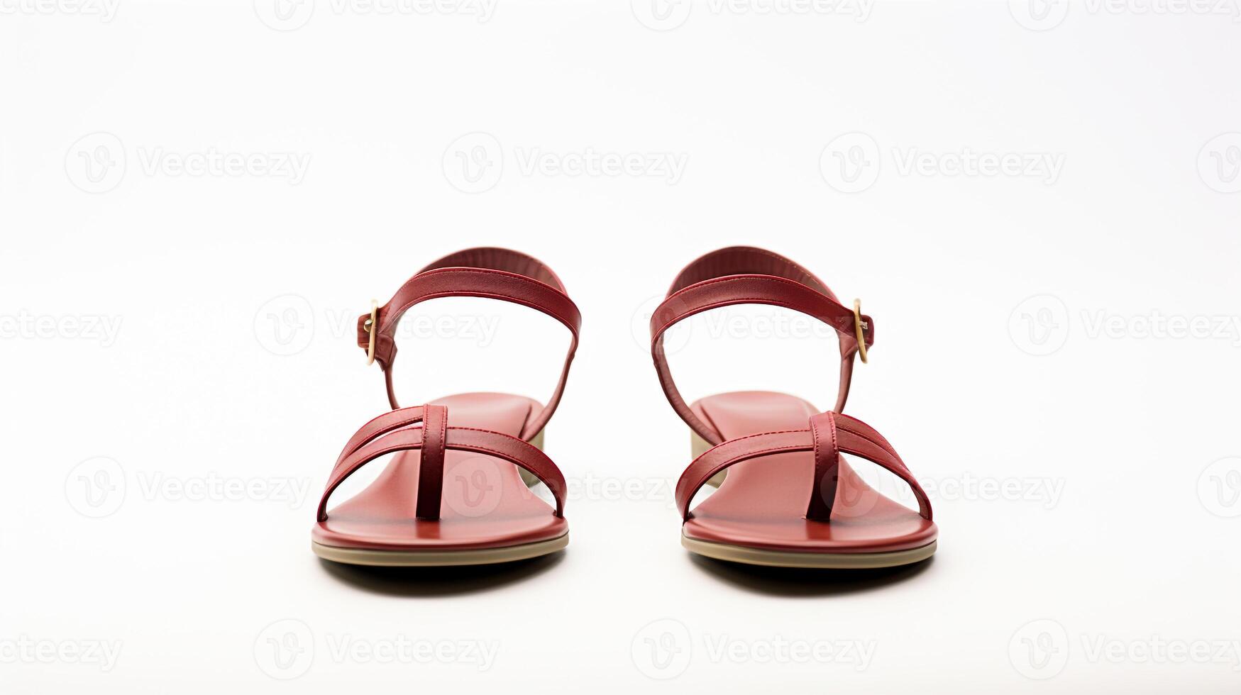 AI generated Maroon Sandals shoes isolated on white background with copy space for advertisement. Generative AI photo