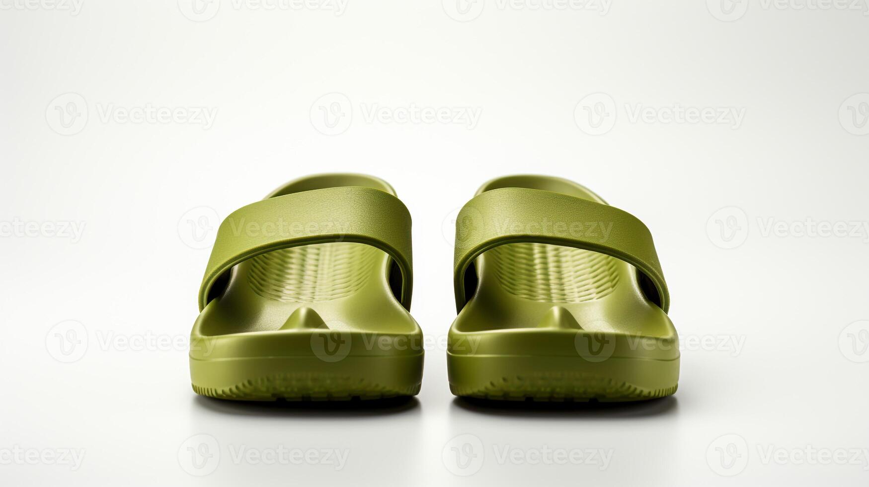 AI generated Olive Sandals shoes isolated on white background with copy space for advertisement. Generative AI photo