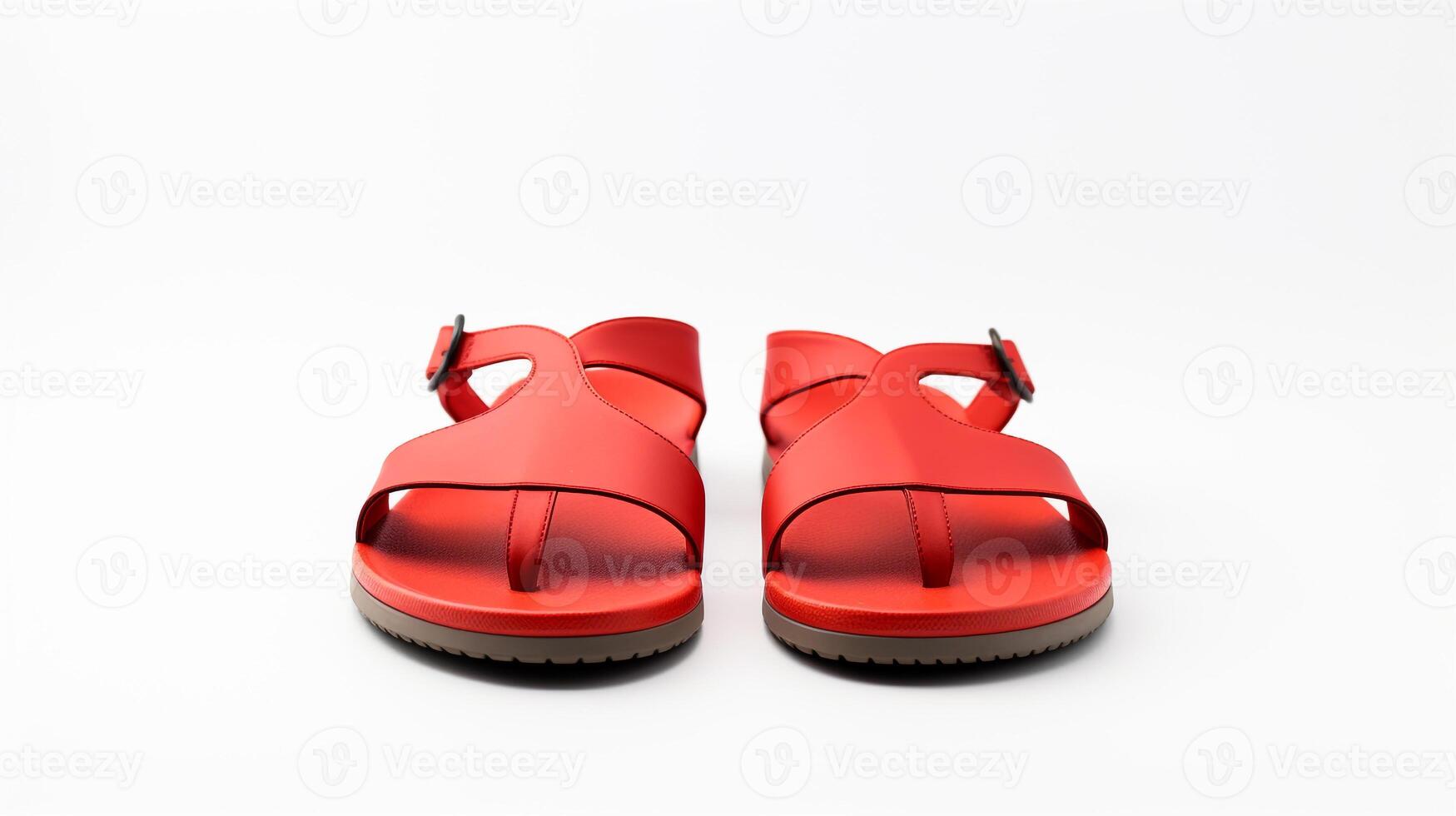 AI generated Red Sandals shoes isolated on white background with copy space for advertisement. Generative AI photo