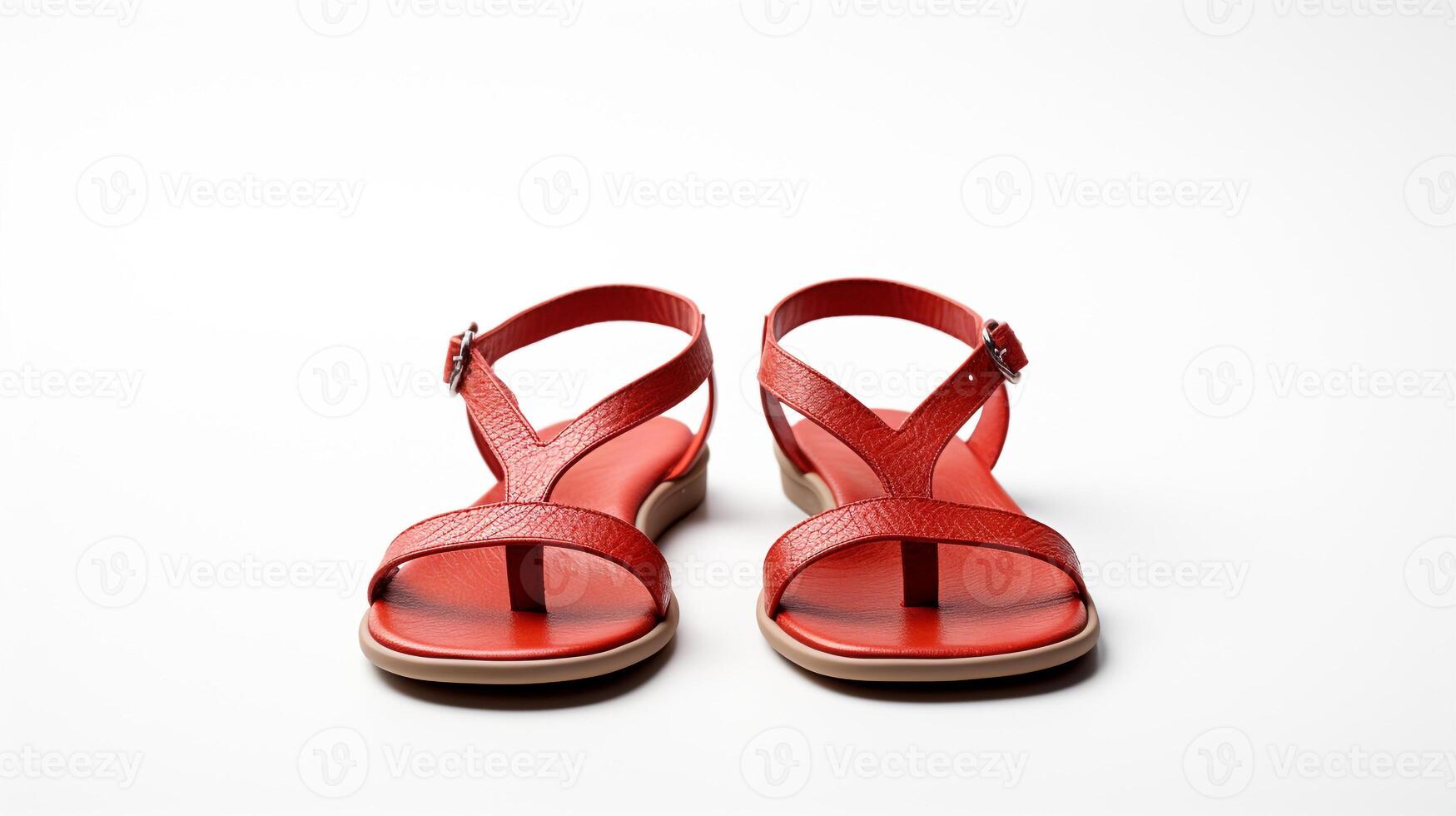 AI generated Red Sandals shoes isolated on white background with copy space for advertisement. Generative AI photo