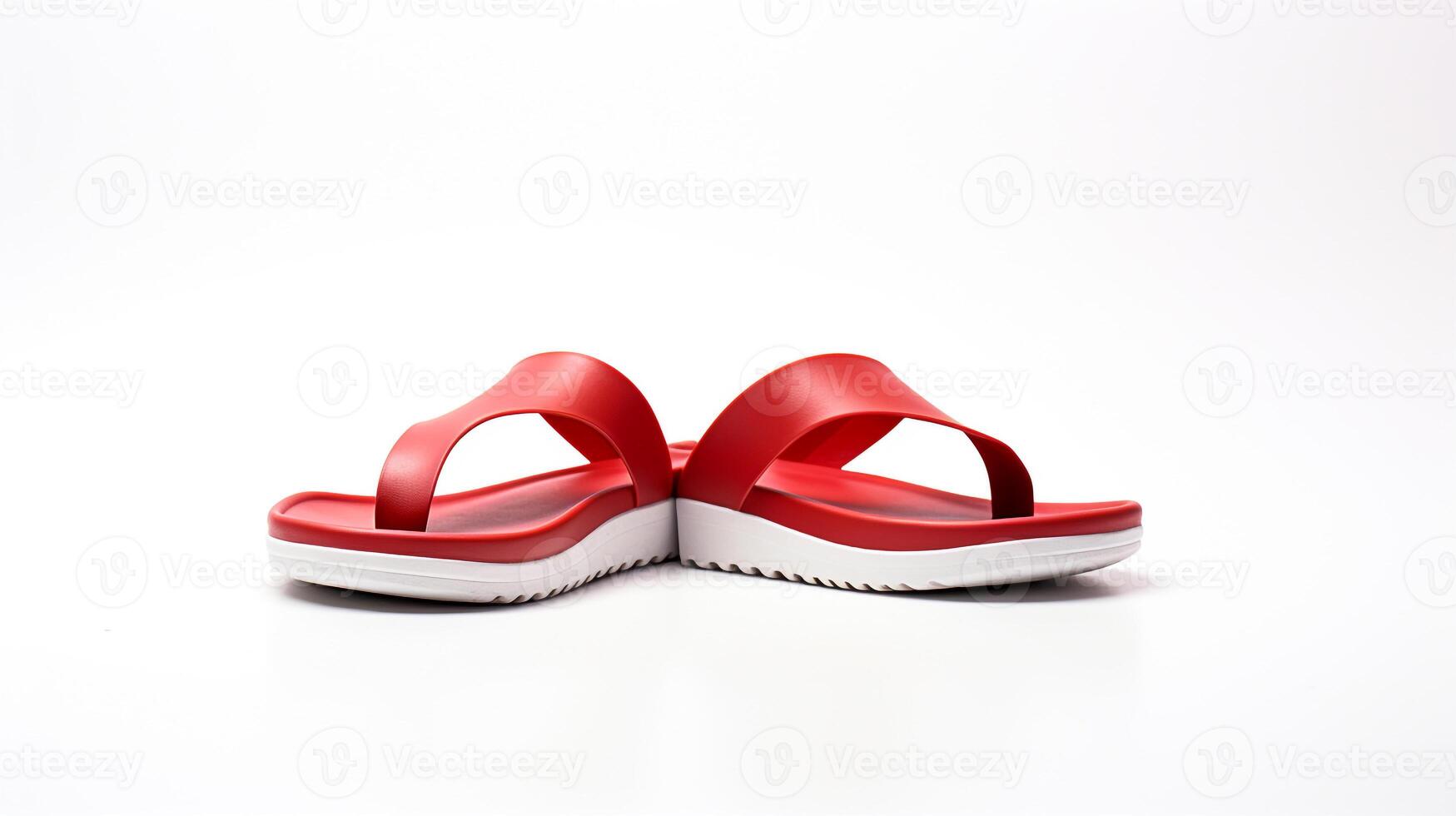 AI generated Red Sandals shoes isolated on white background with copy space for advertisement. Generative AI photo