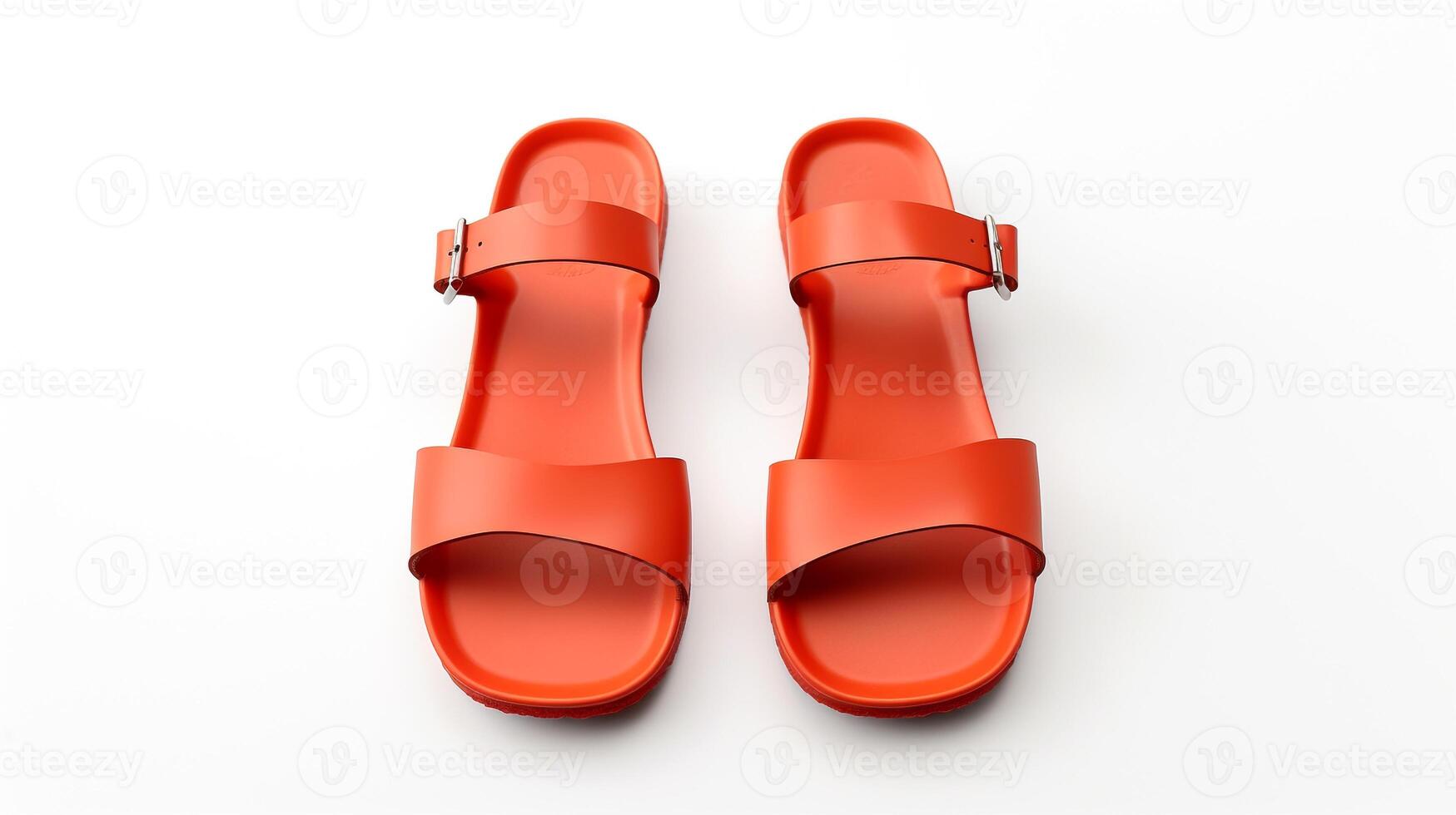 AI generated Vermilion Sandals shoes isolated on white background with copy space for advertisement. Generative AI photo