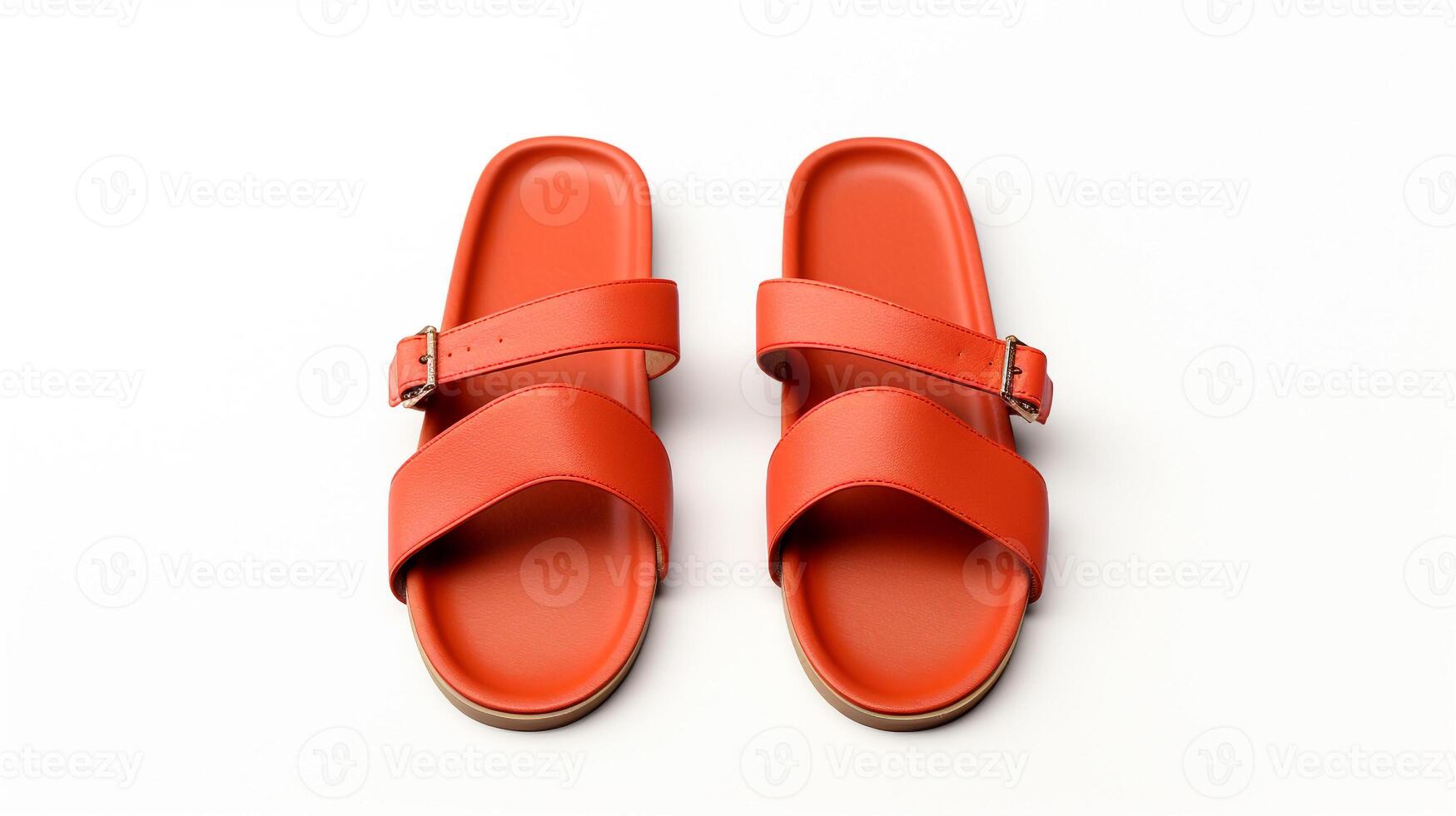 AI generated Vermilion Sandals shoes isolated on white background with copy space for advertisement. Generative AI photo