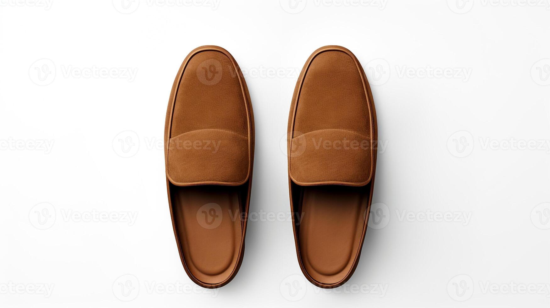 AI generated Brown Slippers shoes isolated on white background with copy space for advertisement. Generative AI photo