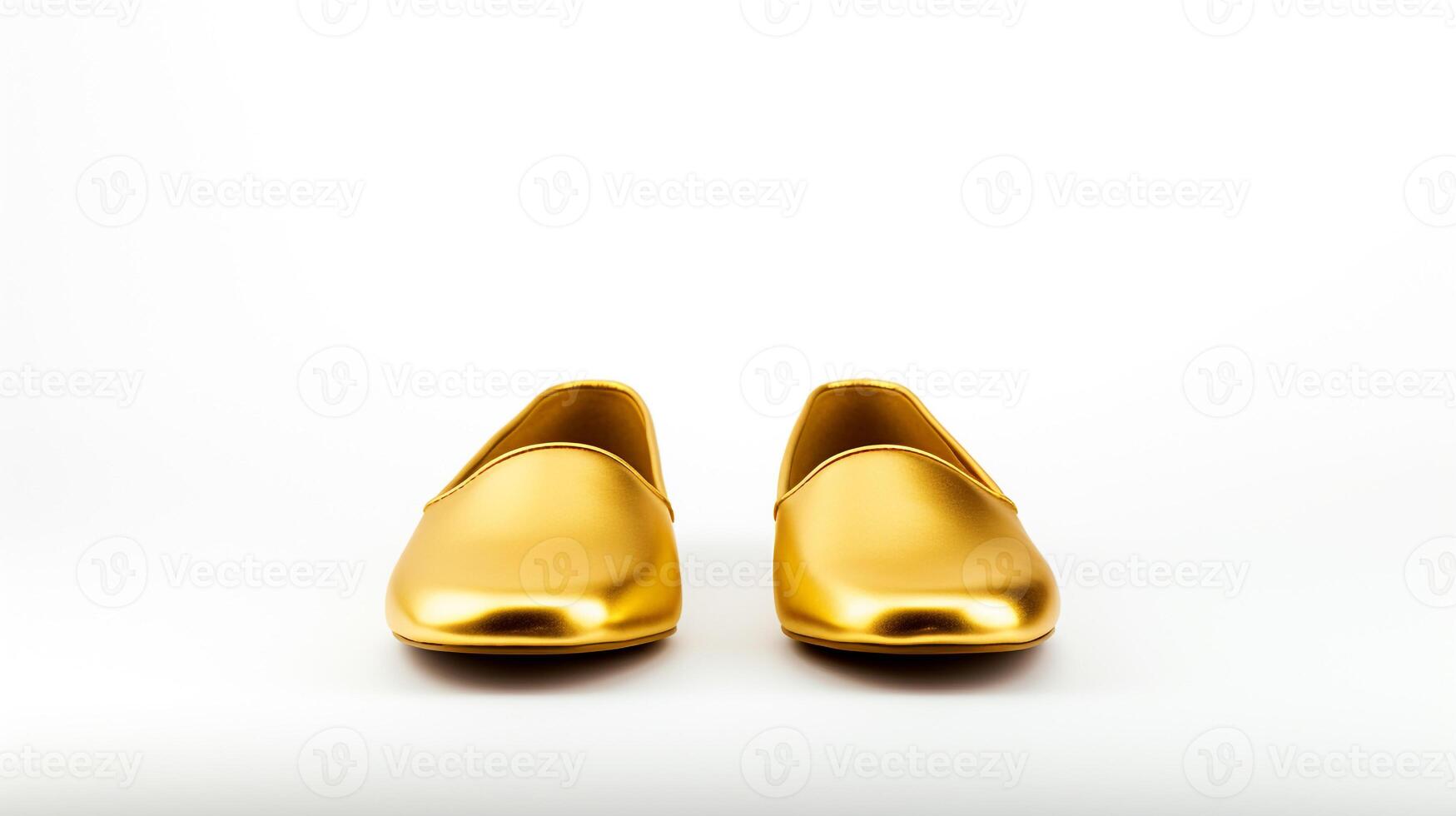 AI generated Gold Slippers shoes isolated on white background with copy space for advertisement. Generative AI photo
