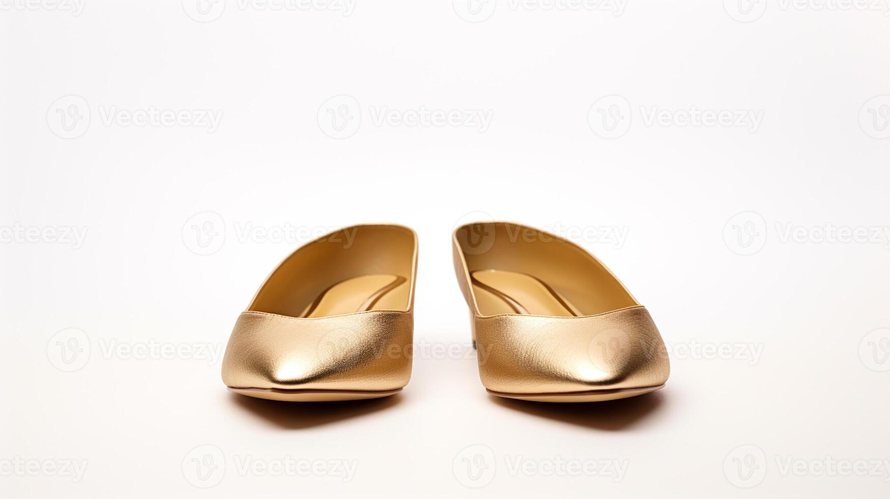 AI generated Gold Slippers shoes isolated on white background with copy space for advertisement. Generative AI photo