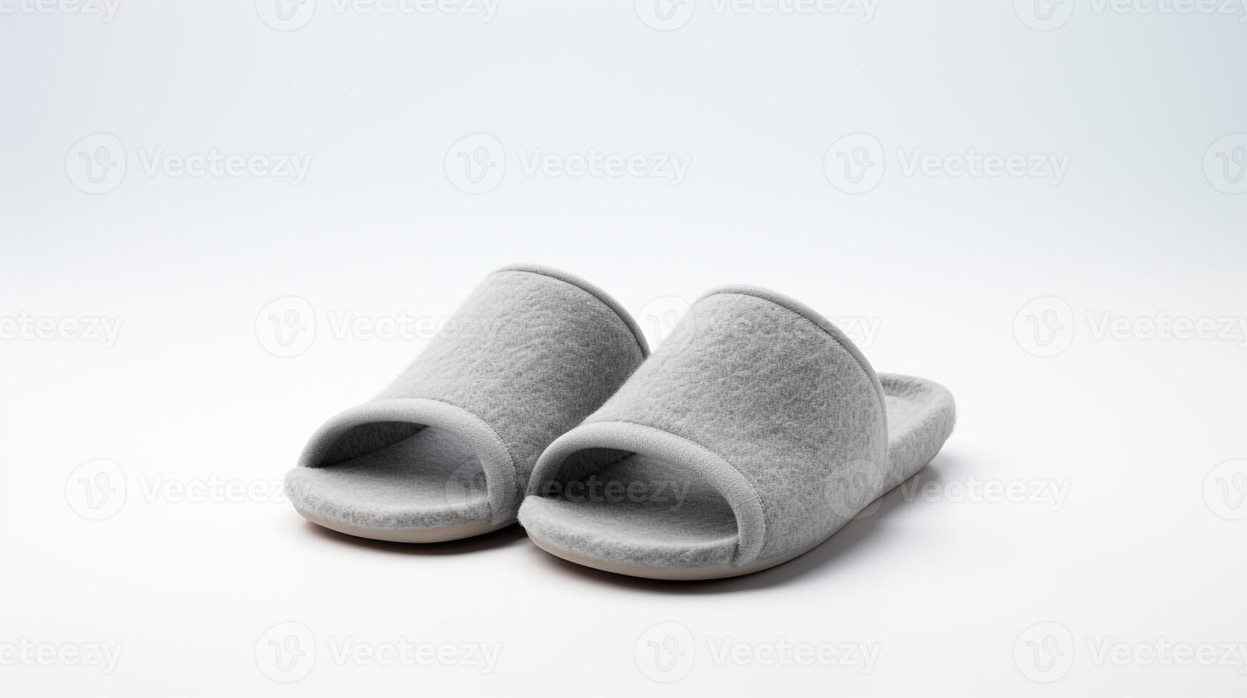 AI generated Grey Slippers shoes isolated on white background with copy space for advertisement. Generative AI photo
